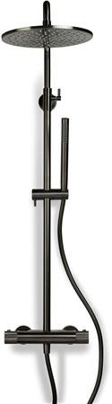 Blue Label Brondby Facet douchesysteem in hoogte verstelbaar, thermostatisch, gekartelde greep, messing hoofddouche 25 cm, gun metal thumbnail 4