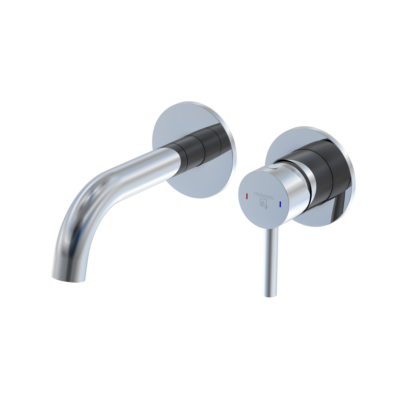 Steinberg 100 eenhendel inbouw wastafelmengkraan wandmodel sprong 165 mm met keramisch binnenwerk inclusief inbouwdeel 1/2 , chroom