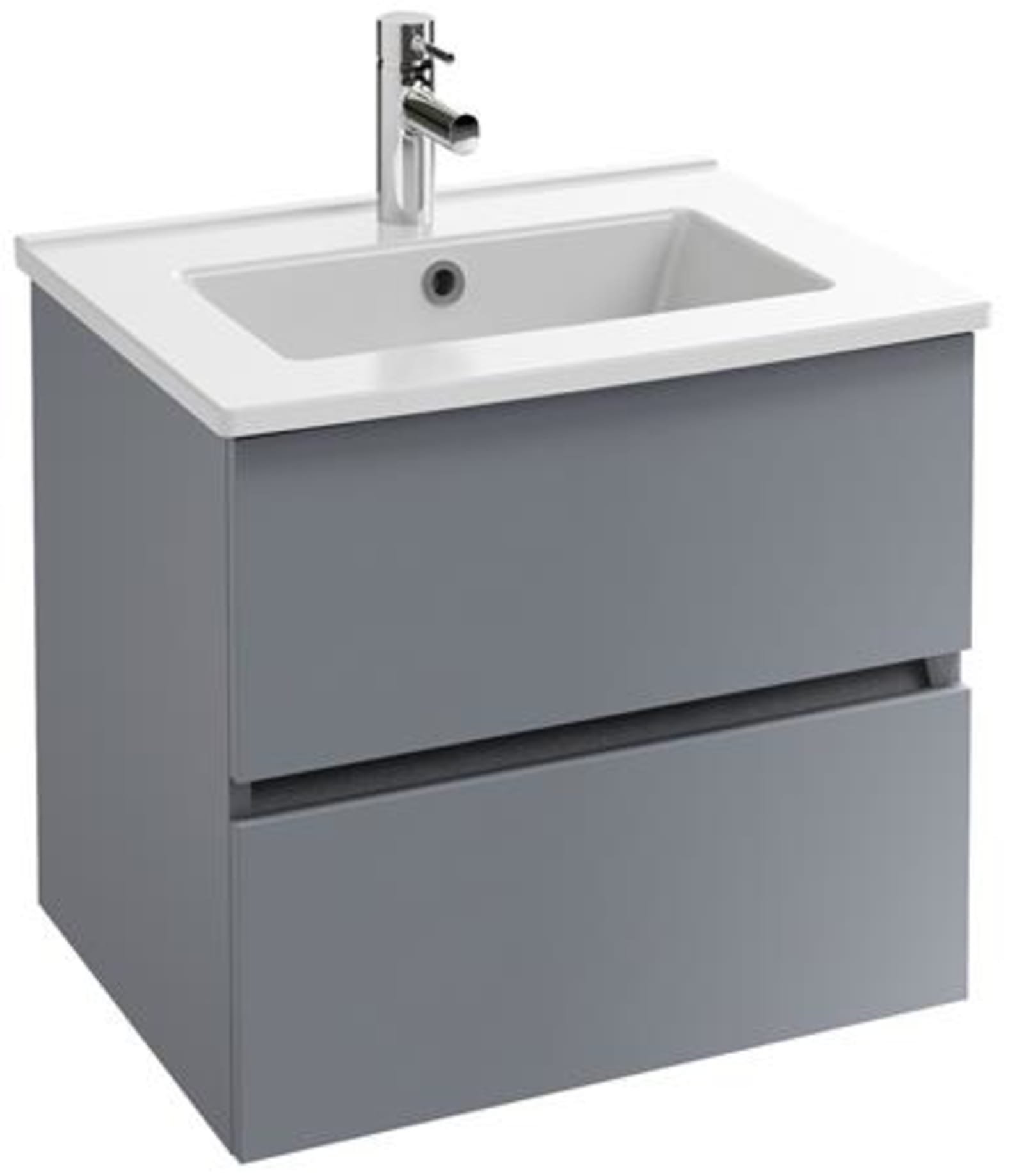 Solar Tolbiac onderbouwmeubel 60 cm 2 laden in melamine mat grijs Exclusief wastafel en kraan