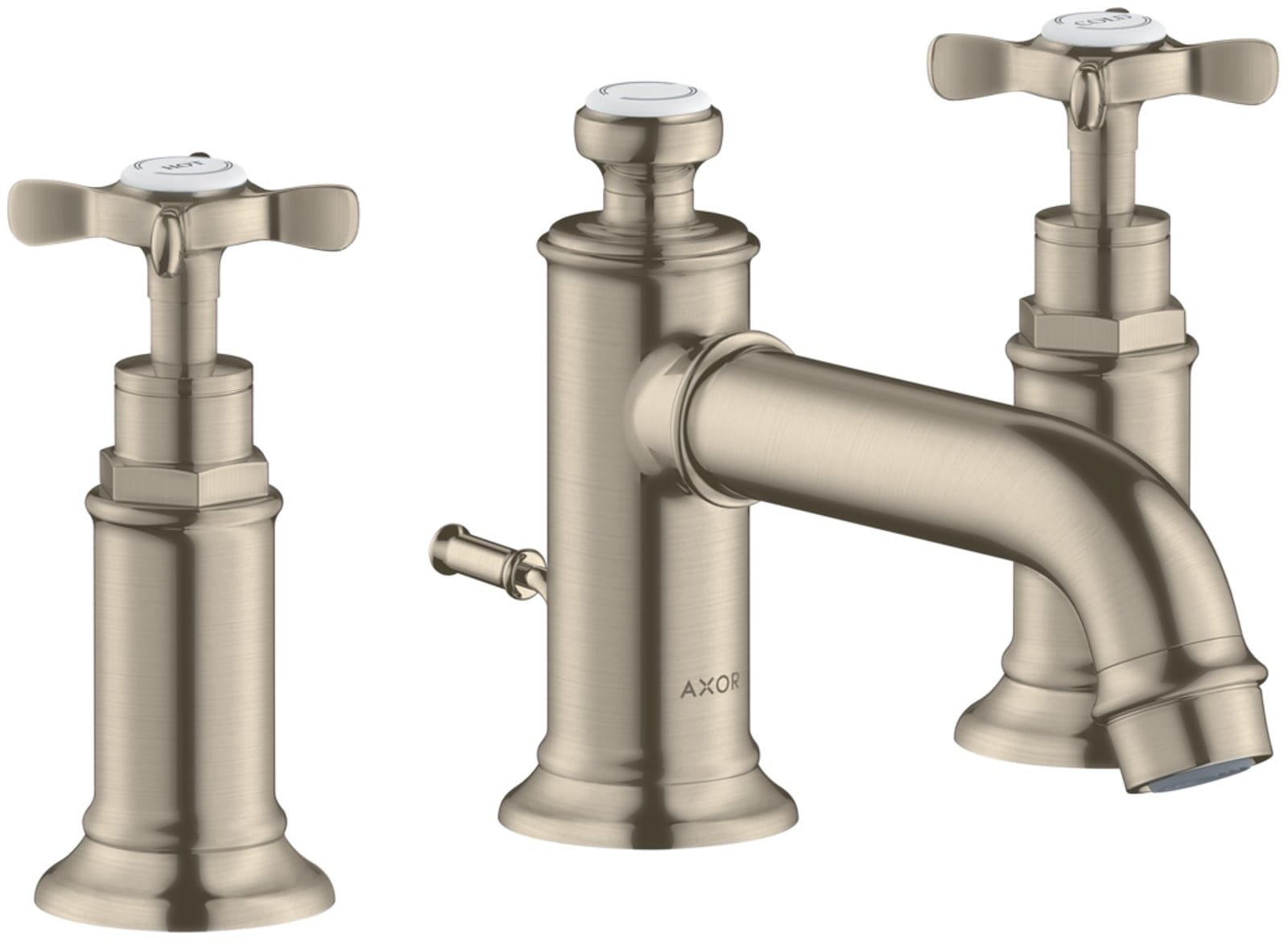 AXOR Montreux 3-gats wastafelmengkraan 30 met wastegarnituur brushed nickel