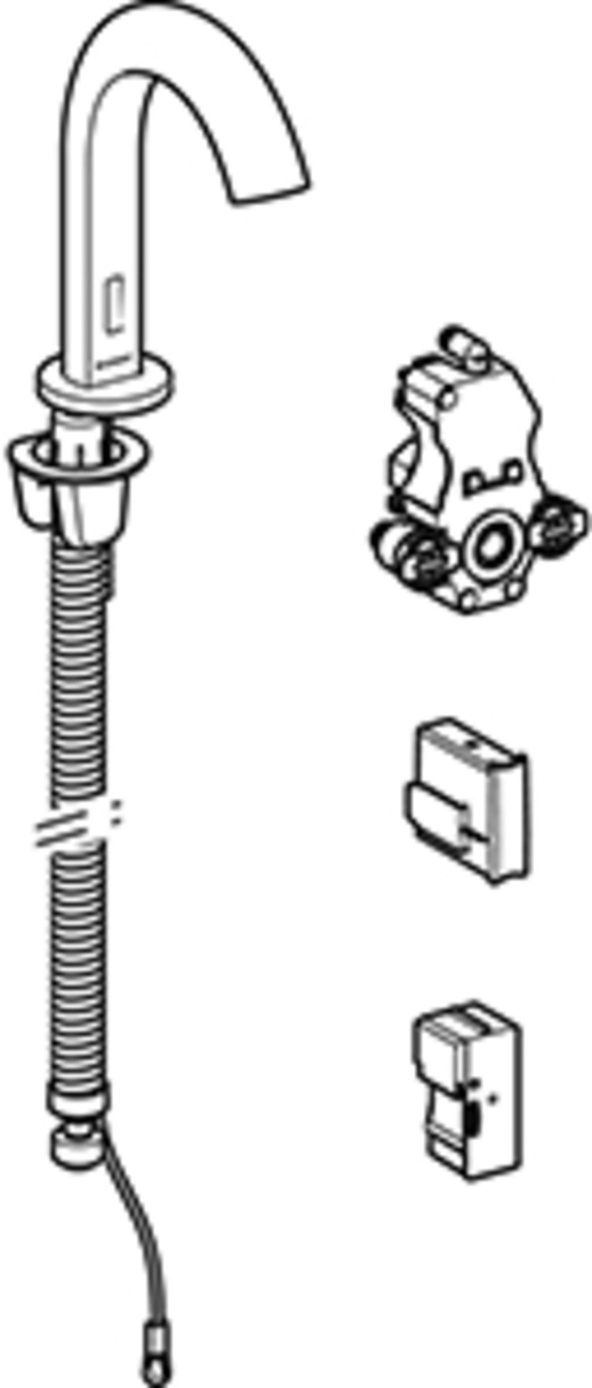 Geberit Piave wastafelmengkraan, netv. Inb.-functiebox: rvs look/geb.