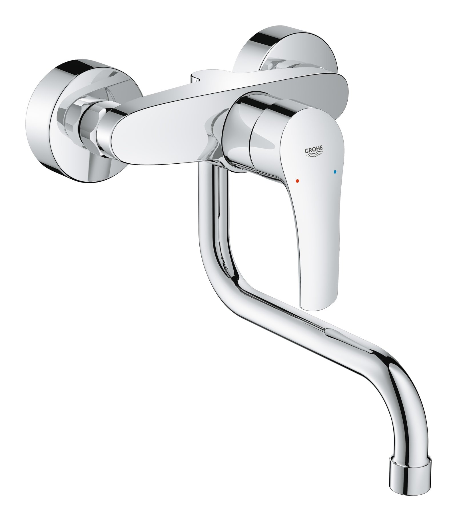 Grohe Eurosmart keukenmengkraan met lage uitloop wand sprong 217mm, chroom