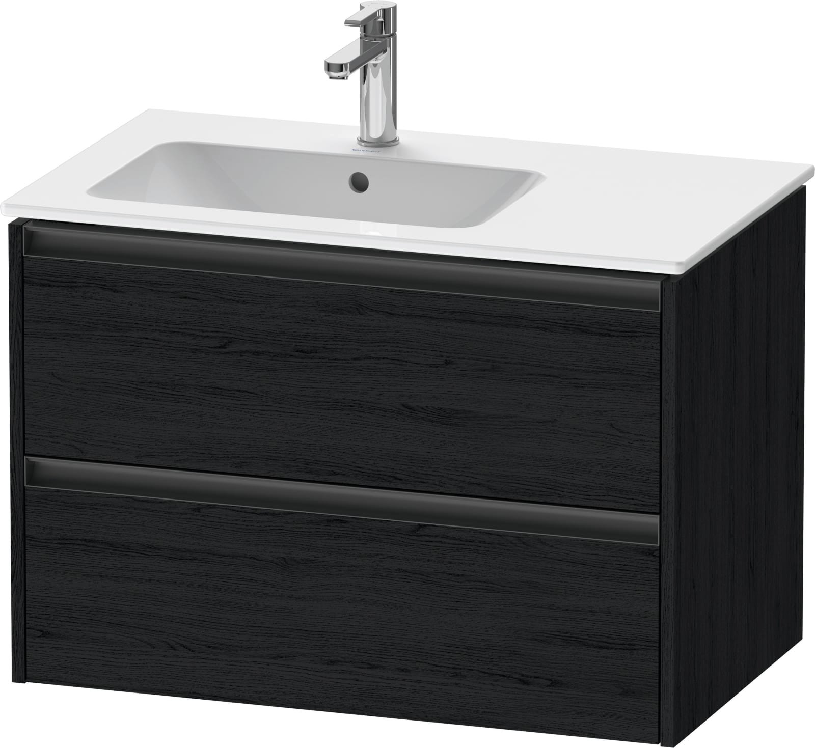 Duravit Ketho.2 Wastafelonderbouw hangend, Eiken zwart Mat, rechthoekig, aantal kleine lades: 2 – K25267016160000