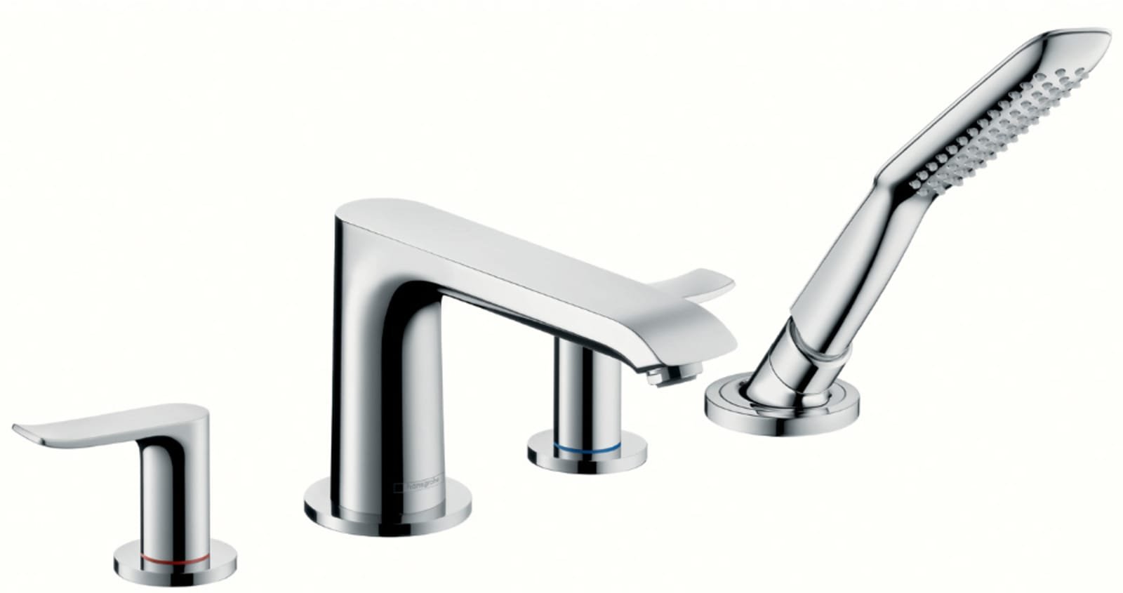Hansgrohe Metris afbouwdeel tweegreeps met omstel, tbv bad-/tegelrand, met douchegarnituur, met uitloop 194mm, chroom