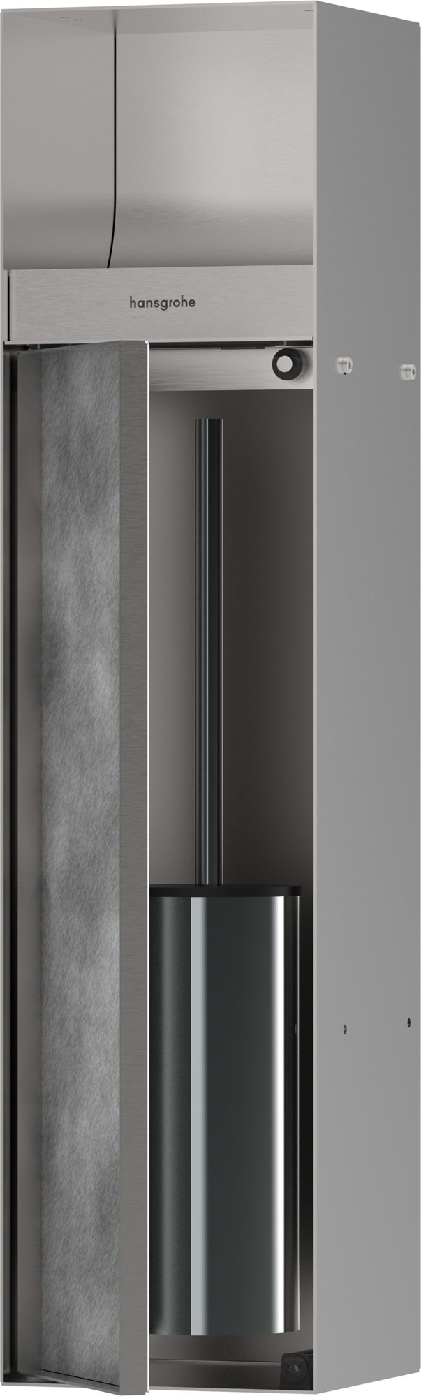 Hansgrohe XtraStoris Rock inbouw toiletborstelhouder, rolhoudr, betegelbare deur Brushed Stainless Steel