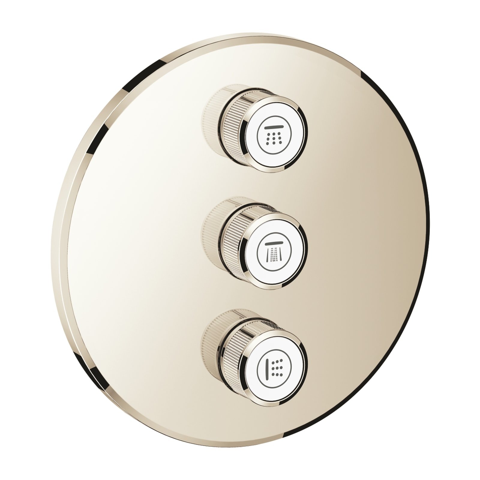 Grohe Grohtherm SmartControl, Opbouwdeel volume (stopkraan), rond, 1-gats, 3x uitgang omstel, nickel
