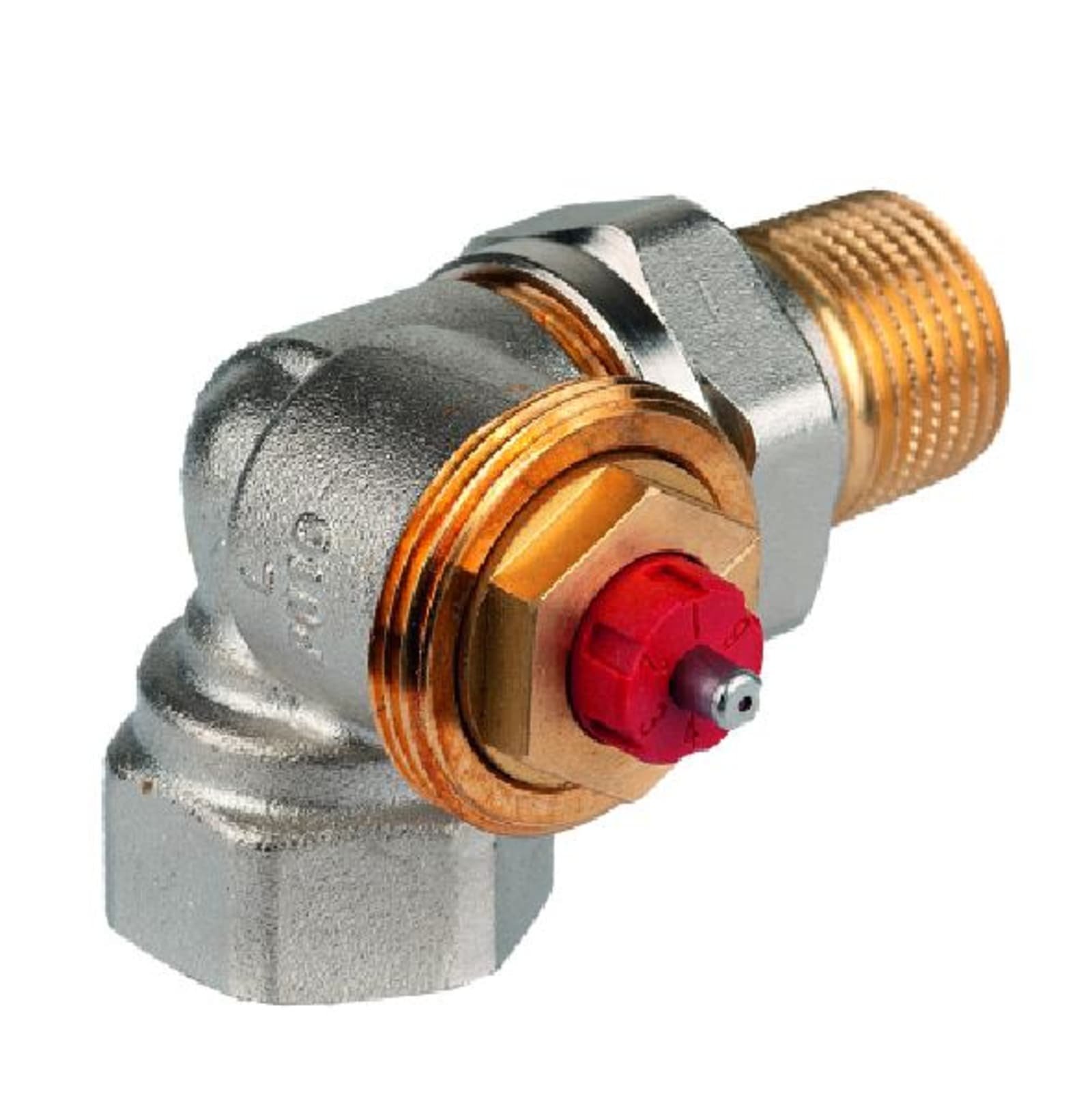 Honeywell Home radiatorafsluiter dubbelhaaks links DN10, type FX voor LT toepassingen, met zelfdichtend staartstuk
