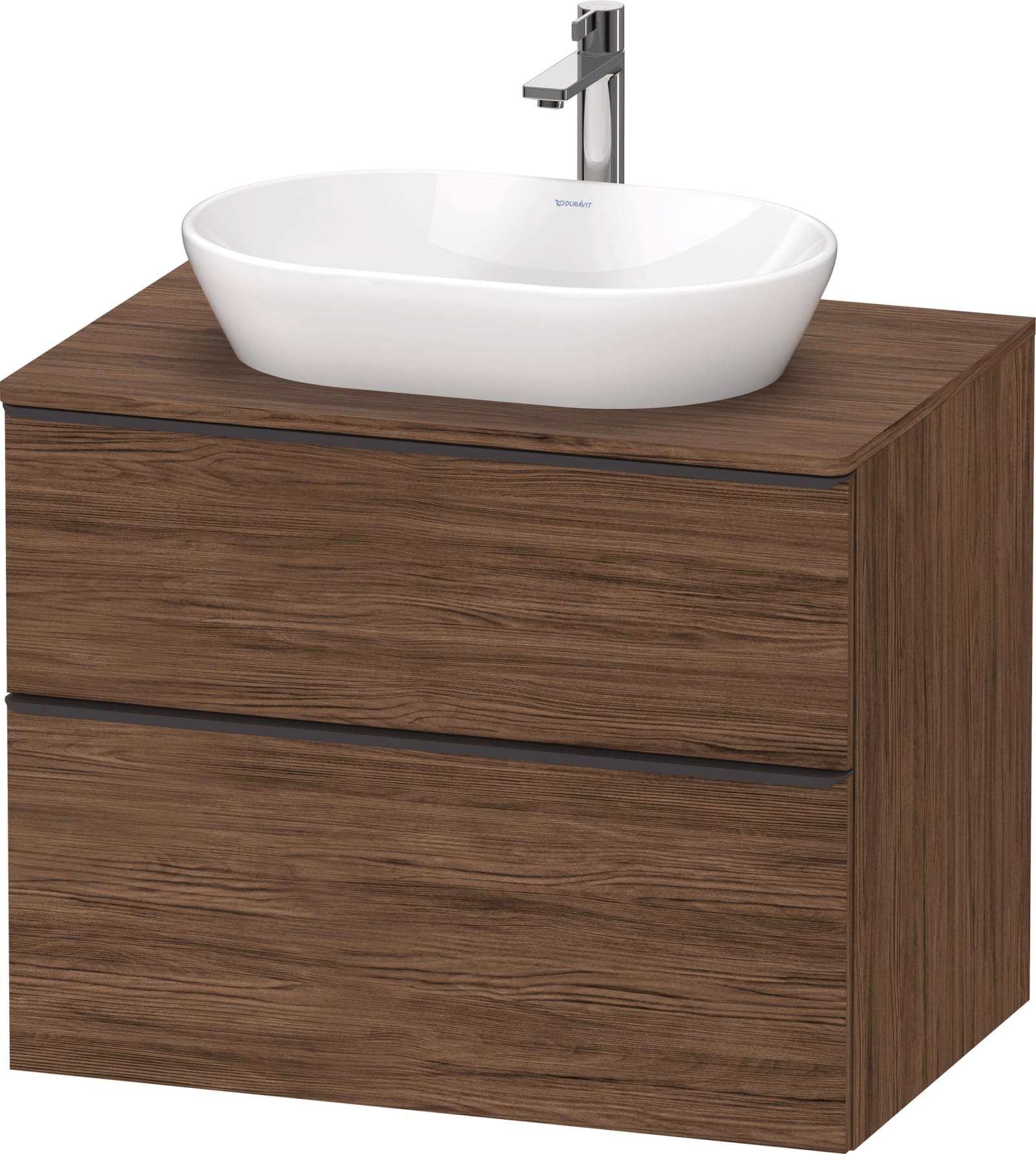 Duravit D-Neo wastafelonderbouw hangend, 800x550 mm, 2 lades, 1 uitsparing, sifonuitsparing, incl consoleplaat, mat donker noten