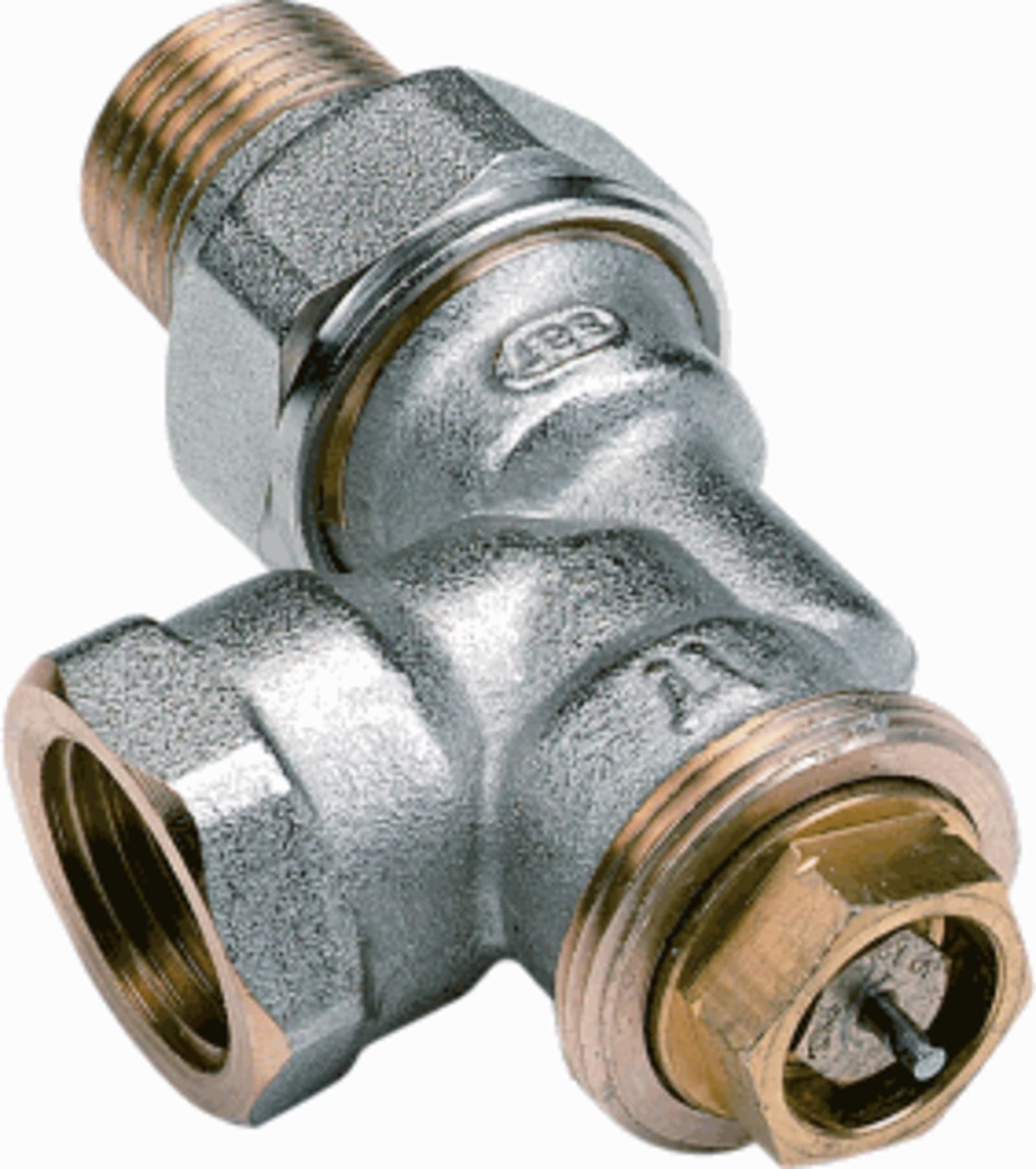 Comap thermostatische radiatorkraan met vaste Kv-waarde. type R807. 3/4" haaks verkeerd. t.b.v. M28 kop