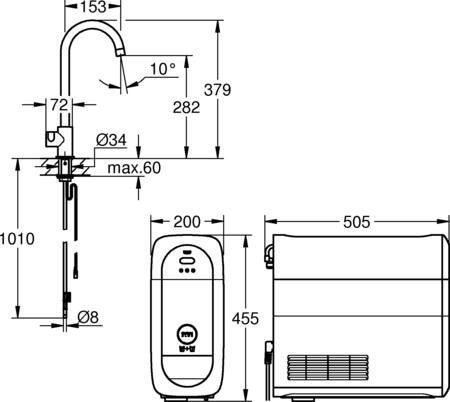 Grohe Minta Touch Elektronische eenhendel keukenmengkraan met L-uitloop, activatie van water door contact met de huid, kleur chroom