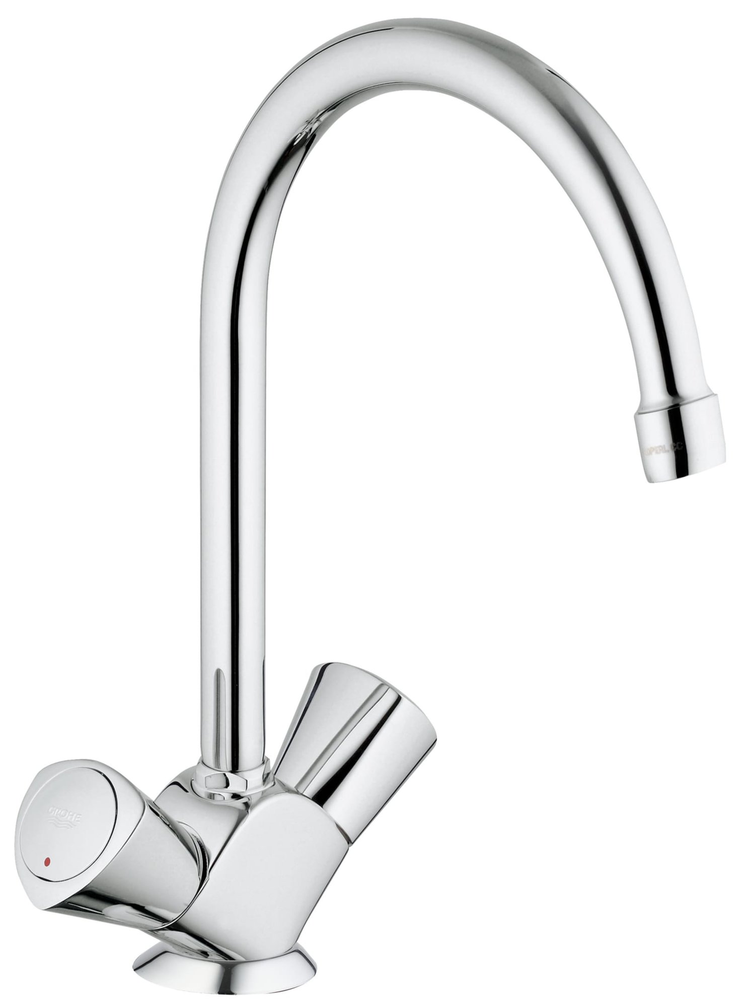 Grohe Costa S, Keukenmengkraan, tweegreeps, 282mm hoogte, 192mm hoogte kraanmond, 182mm voorsprong uitloop hoog, draaibaar, chroom