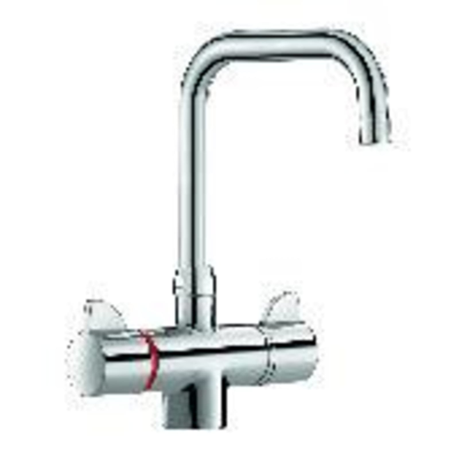 Delabie Securitherm thermostaat spoeltafelmengkraan draaibare uitloop H.230 L.200