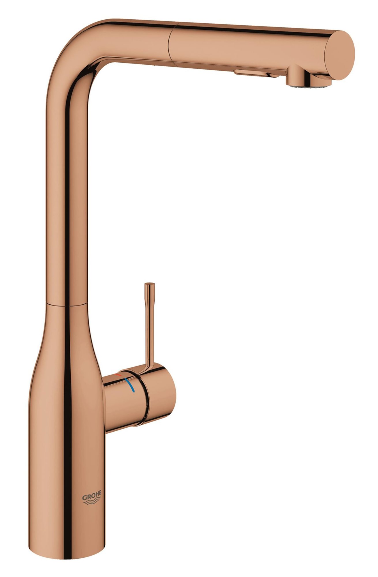 Grohe Essence New, Keukenmengkraan, eengreeps, Dual Spray uittrekbaar, 348mm hoogte, 204mm L-uitloop hoog, draaibaar, warm sunset