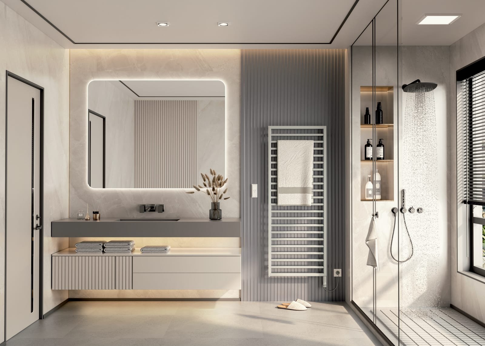 ZEHN Subway EL badkamerradiator 1677x604 600W IHC bediening RAL9016