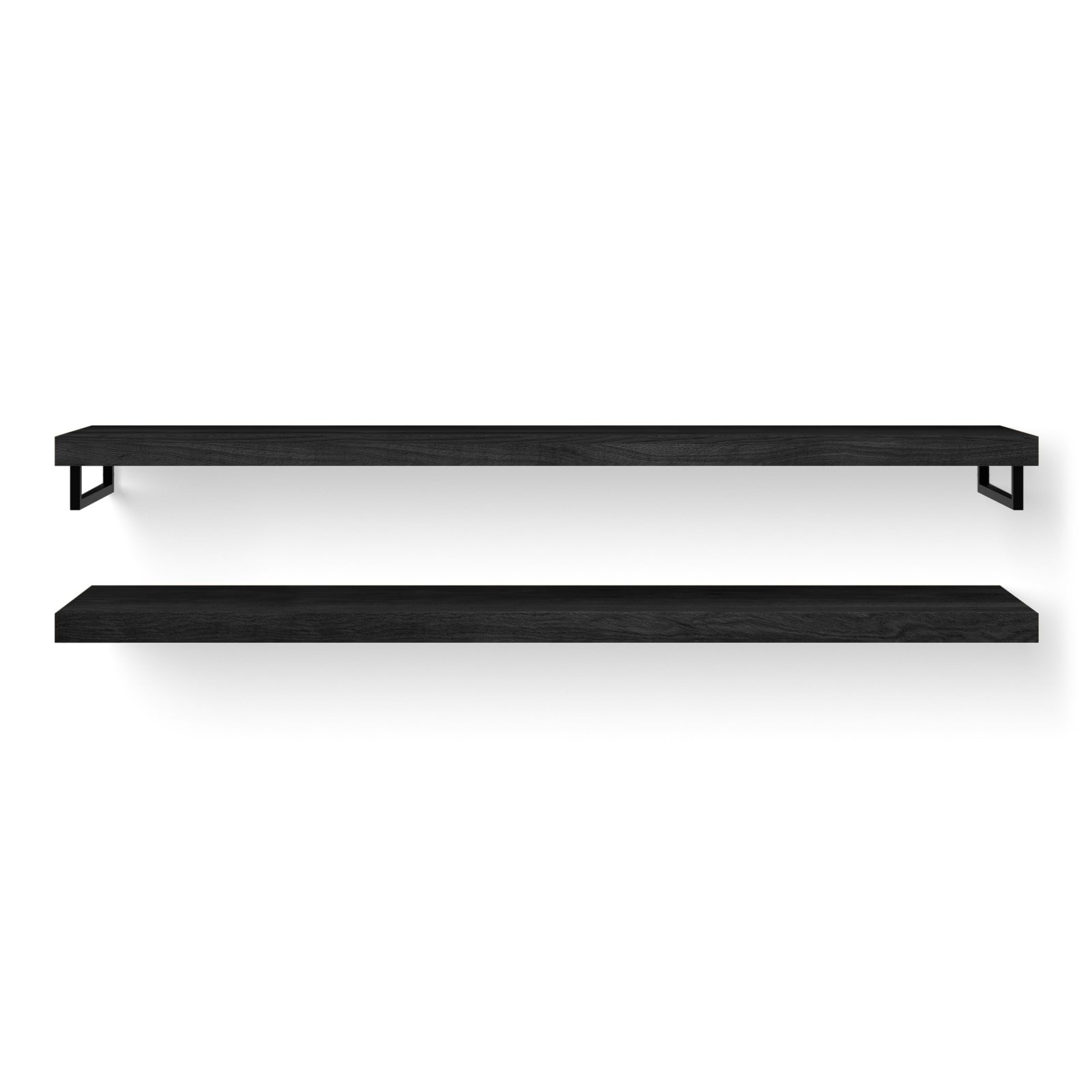 LoooX Wooden Base Shelf Duo 200 cm, eiken black, Handdoekhouders mat zwa