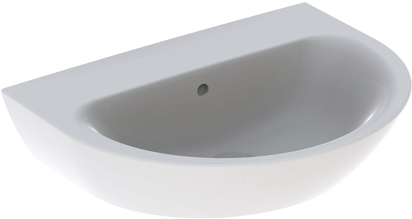 Geberit Renova, Wastafel, rond, 1x waskom, overloop, keramiek, 650 x 500 x 190mm (BxDxH), wit