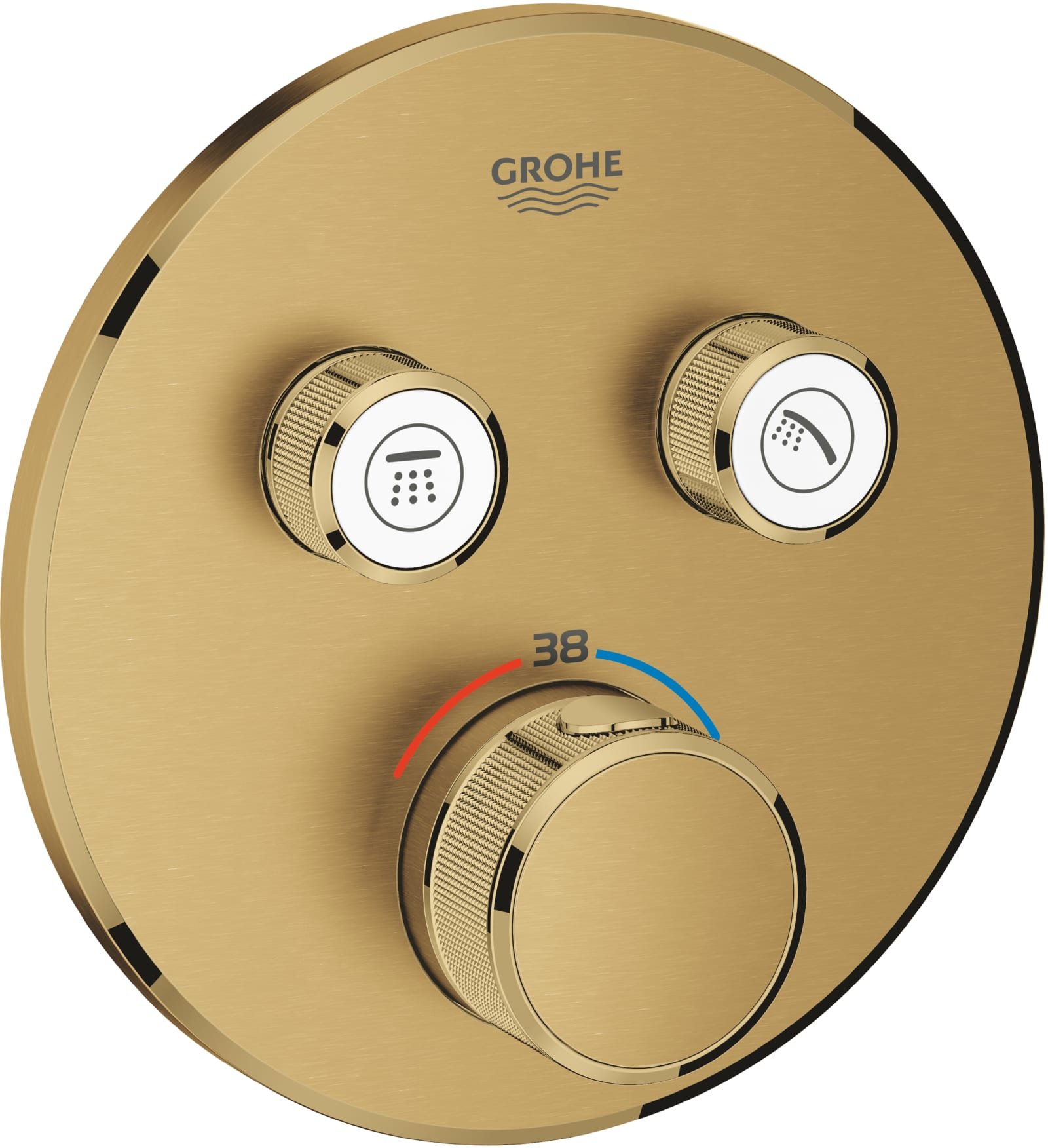 Grohe Grohtherm SmartControl, Opbouwdeel douchethermostaatkraan, rond, eengreeps, 1-gats, 2x uitgang omstel, cool sunrise geborsteld