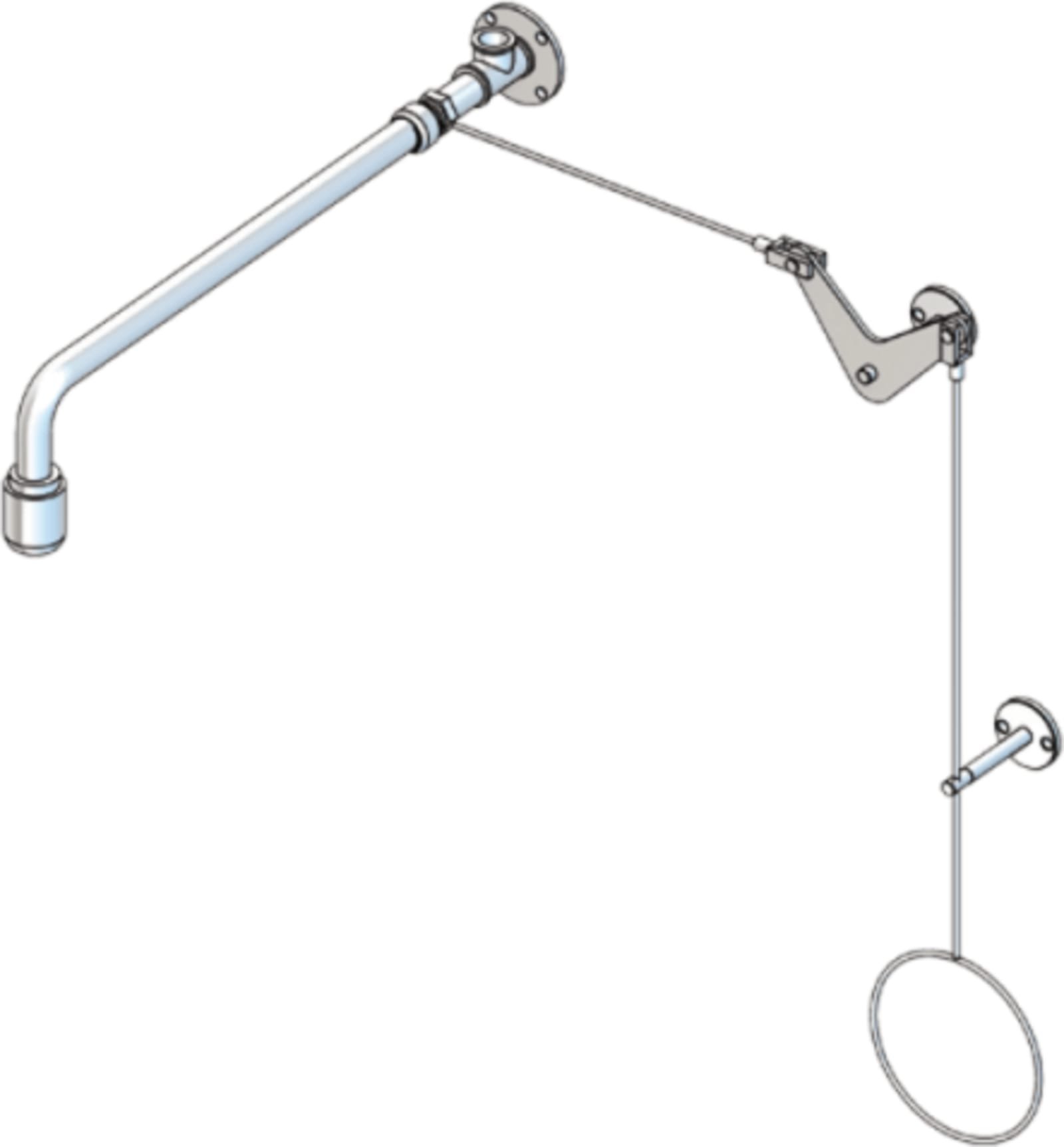 Rada B-safety nooddouche voor montage boven de deur met trekstangbediening voor opbouw leidingwerk rvs