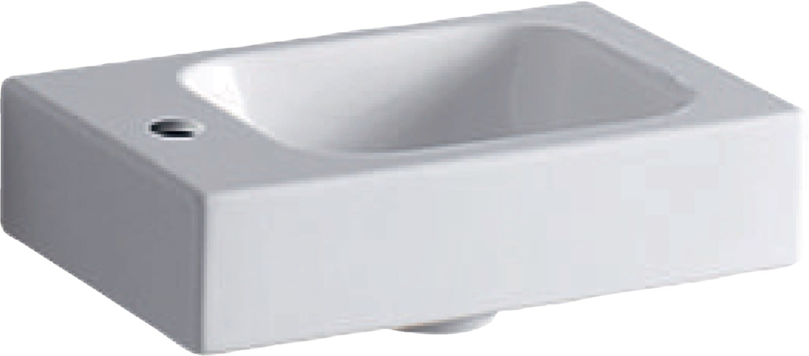 Geberit iCon, Fontein, 1x waskom, kraangat links, keramiek, 380 x 280 x 135mm (BxDxH), wit