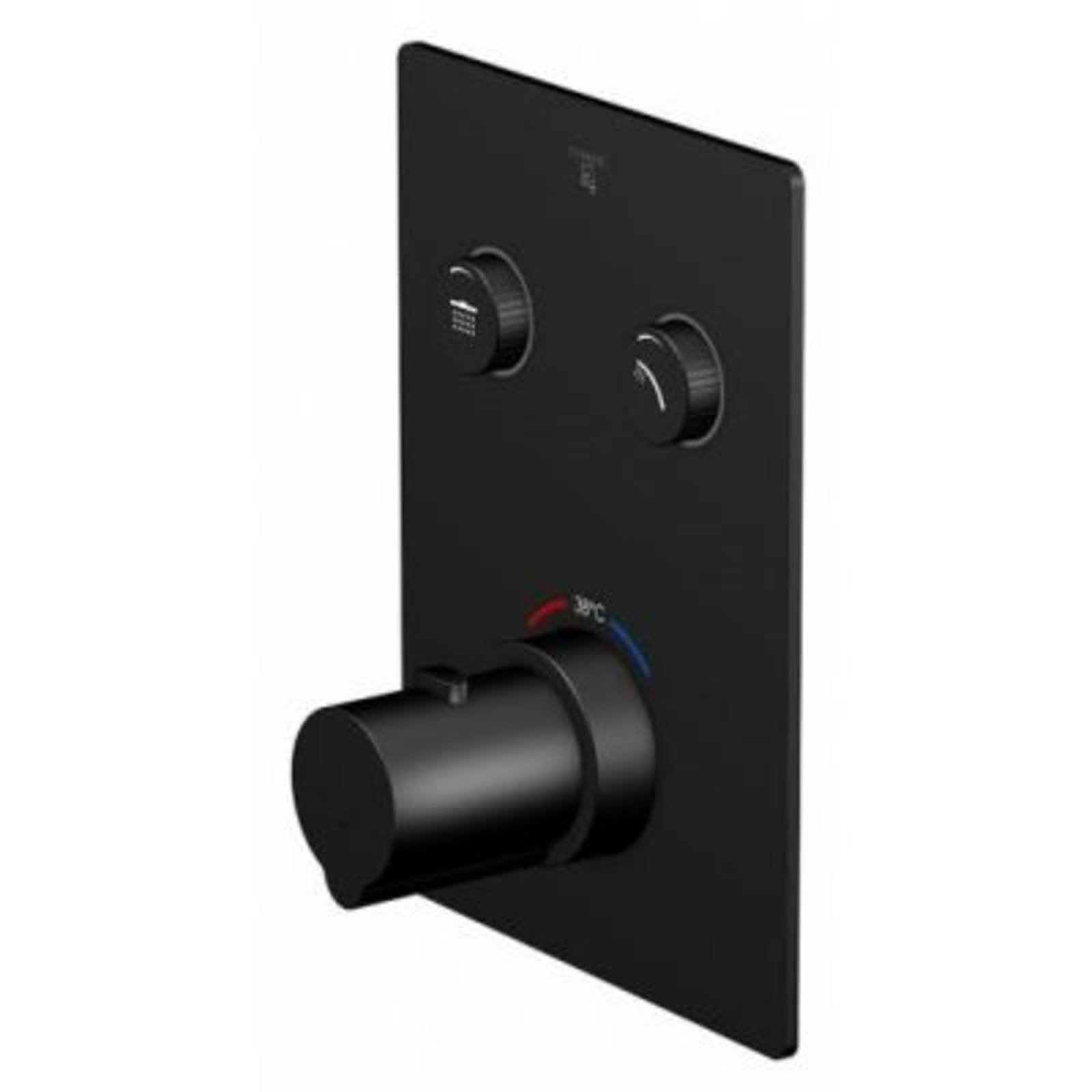 Steinberg S390 inbouwthermostaat ¾”, met pushtronic, met volumeregeling, voor 2 verbruikers, met inbouwbehuizing, mat zwart