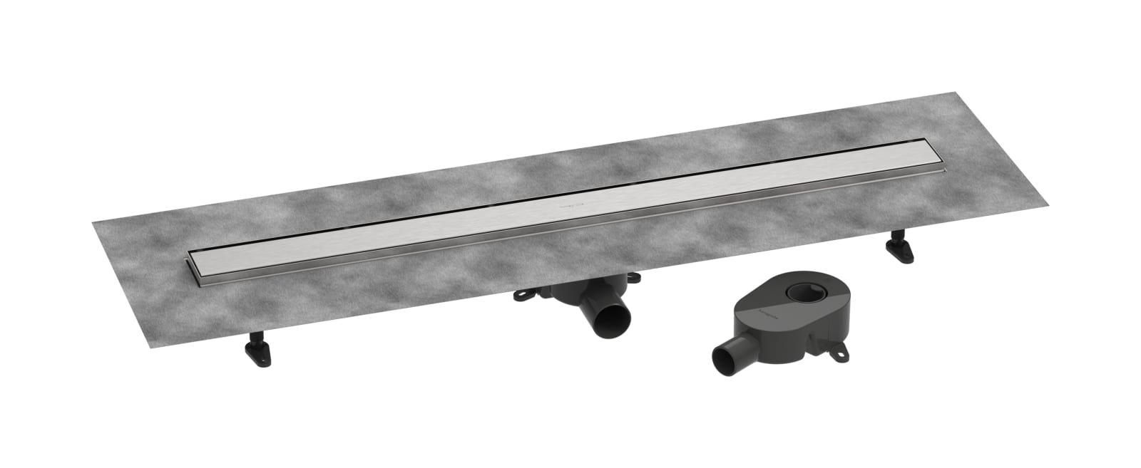 Hansgrohe RainDrain Go compl.set douchegoot 1000 beteglbr standaard/vlakke inst Brushed Stainless Steel