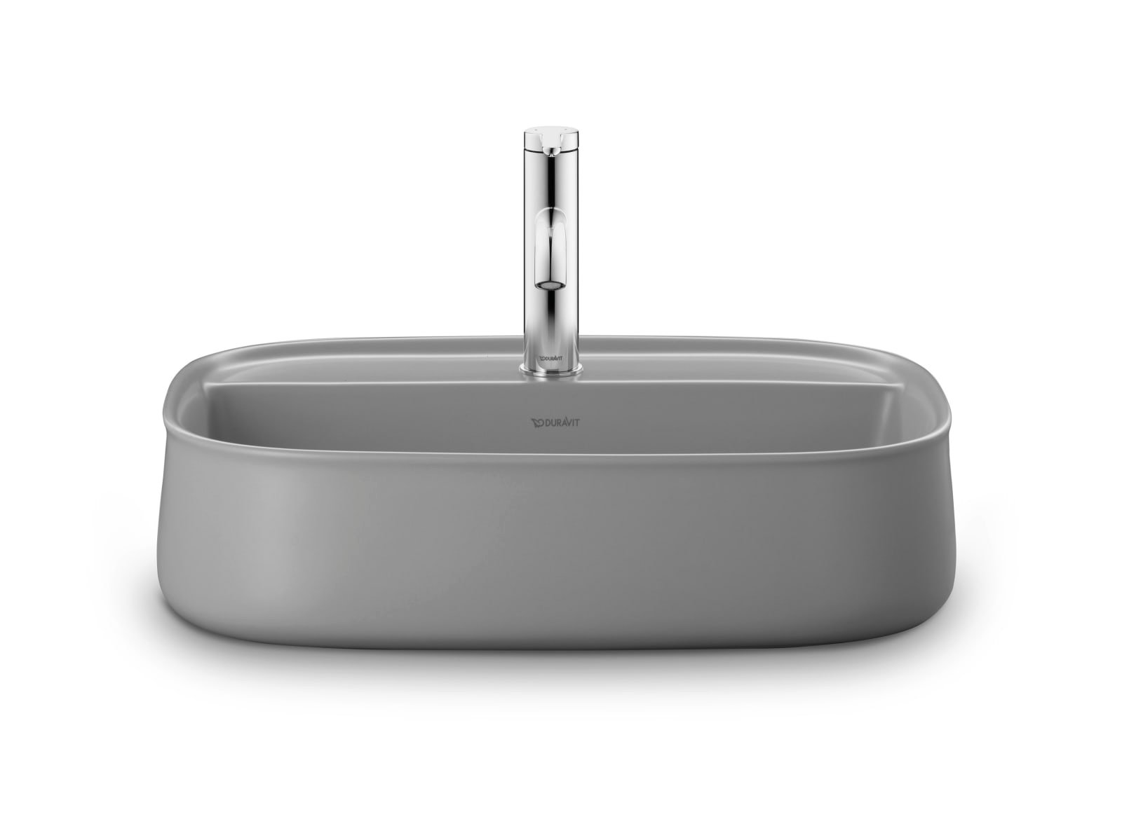 Duravit Zencha Opzetwastafel 550 mm Grijs Zijdemat, kraanvlak, aantal kraangaten per wasplaats: 1, geslepen – 2374556771