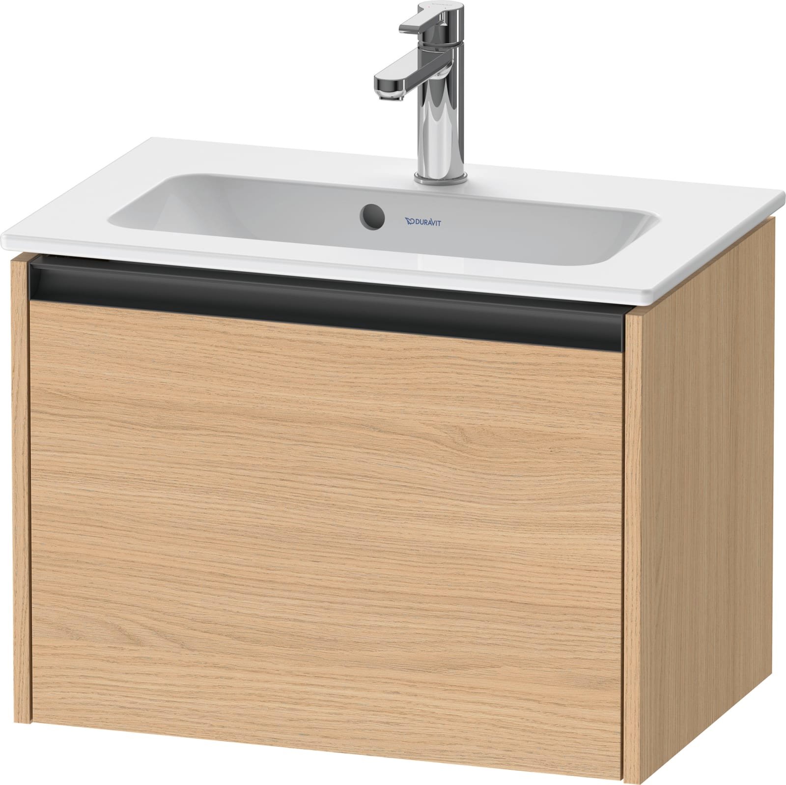 Duravit Ketho.2 Wastafelonderbouw hangend, compact, Natuur eiken Mat, rechthoekig, aantal grote lades: 1 – K25055030300000