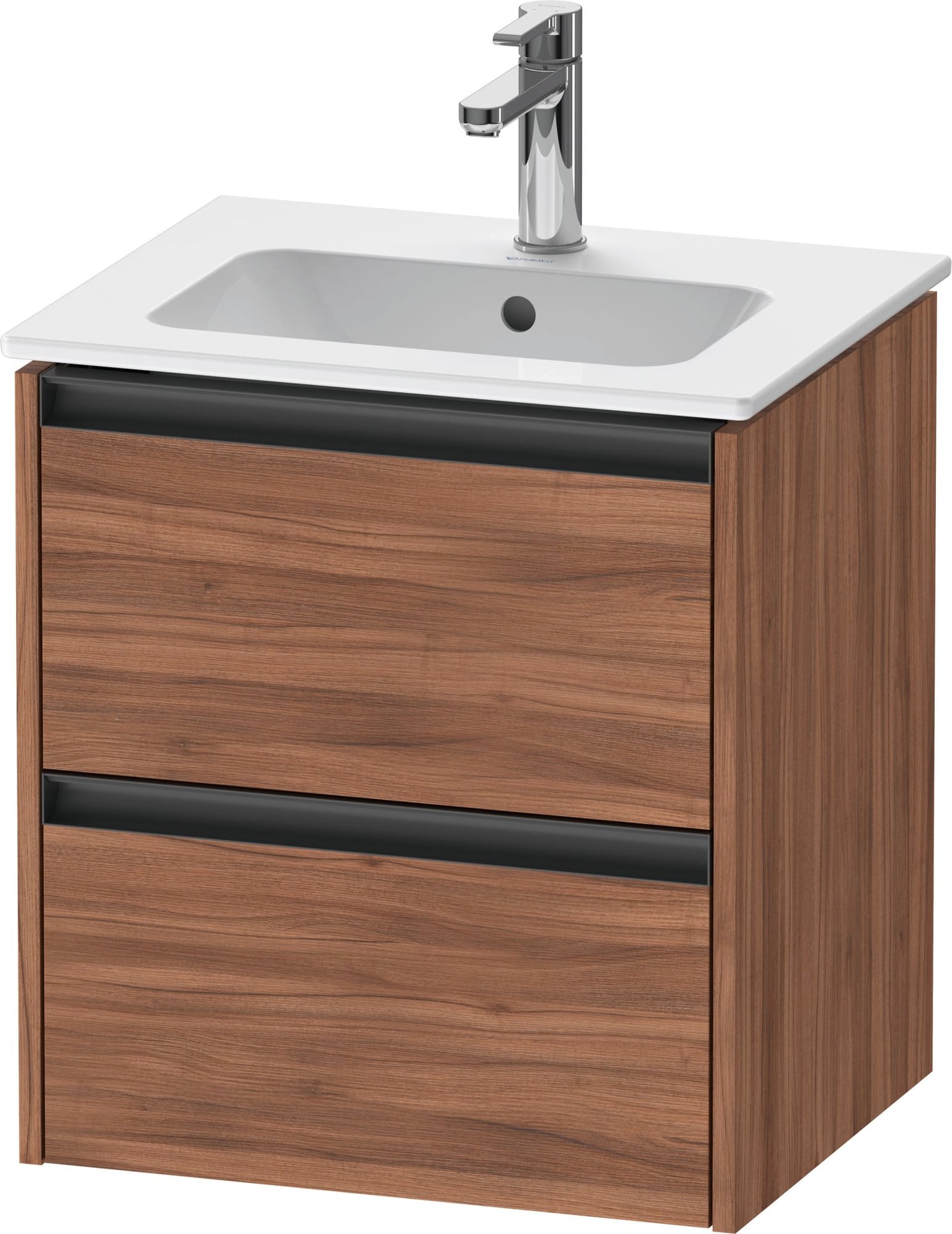 Duravit Ketho.2 Wastafelonderbouw hangend, Noten Mat, rechthoekig, aantal kleine lades: 2 – K25261079790000