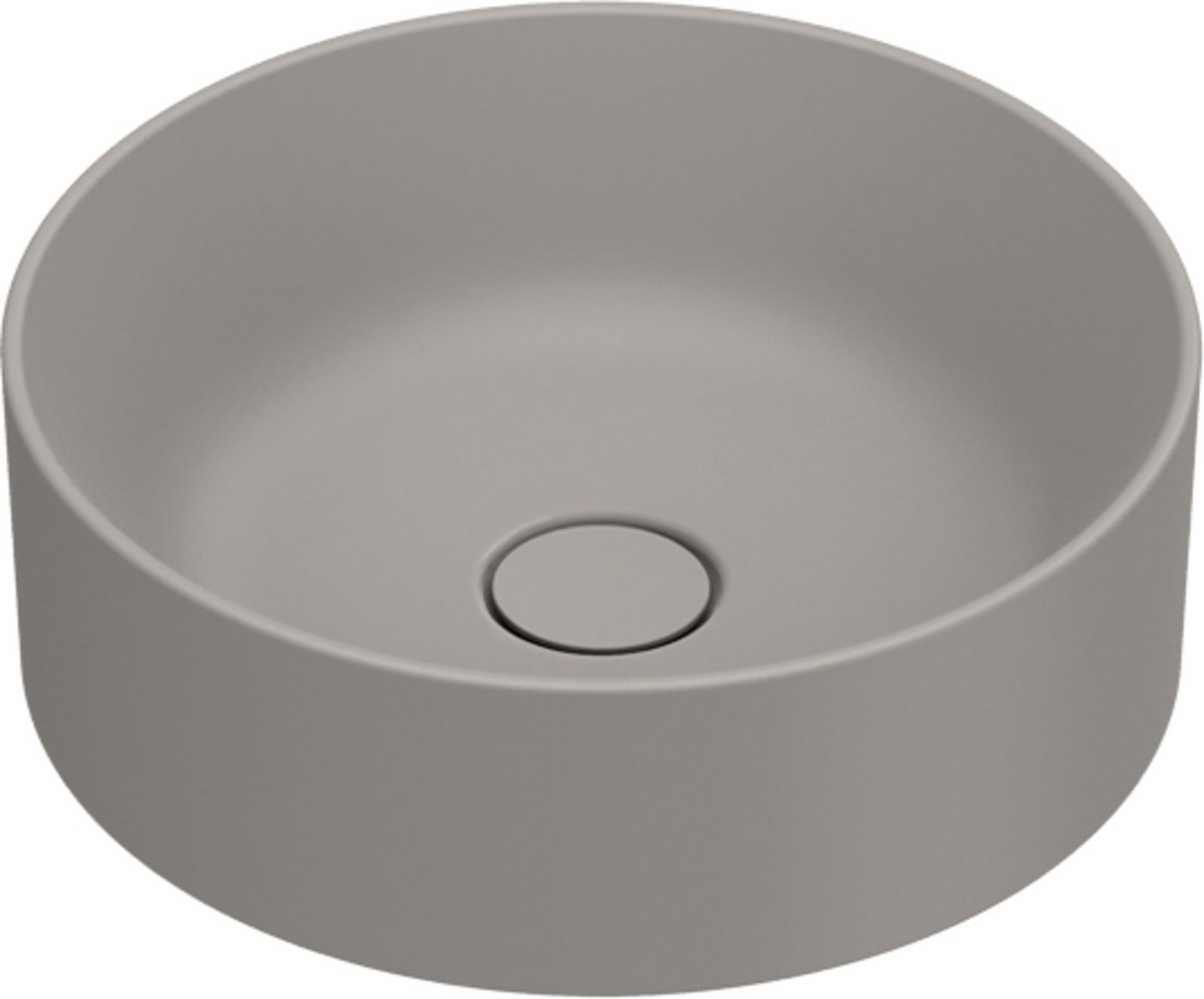 Catalano Zero rond waskom, antibacterieel, zonder overloop. 40 cm dia er, h13 cm. Mat tortora