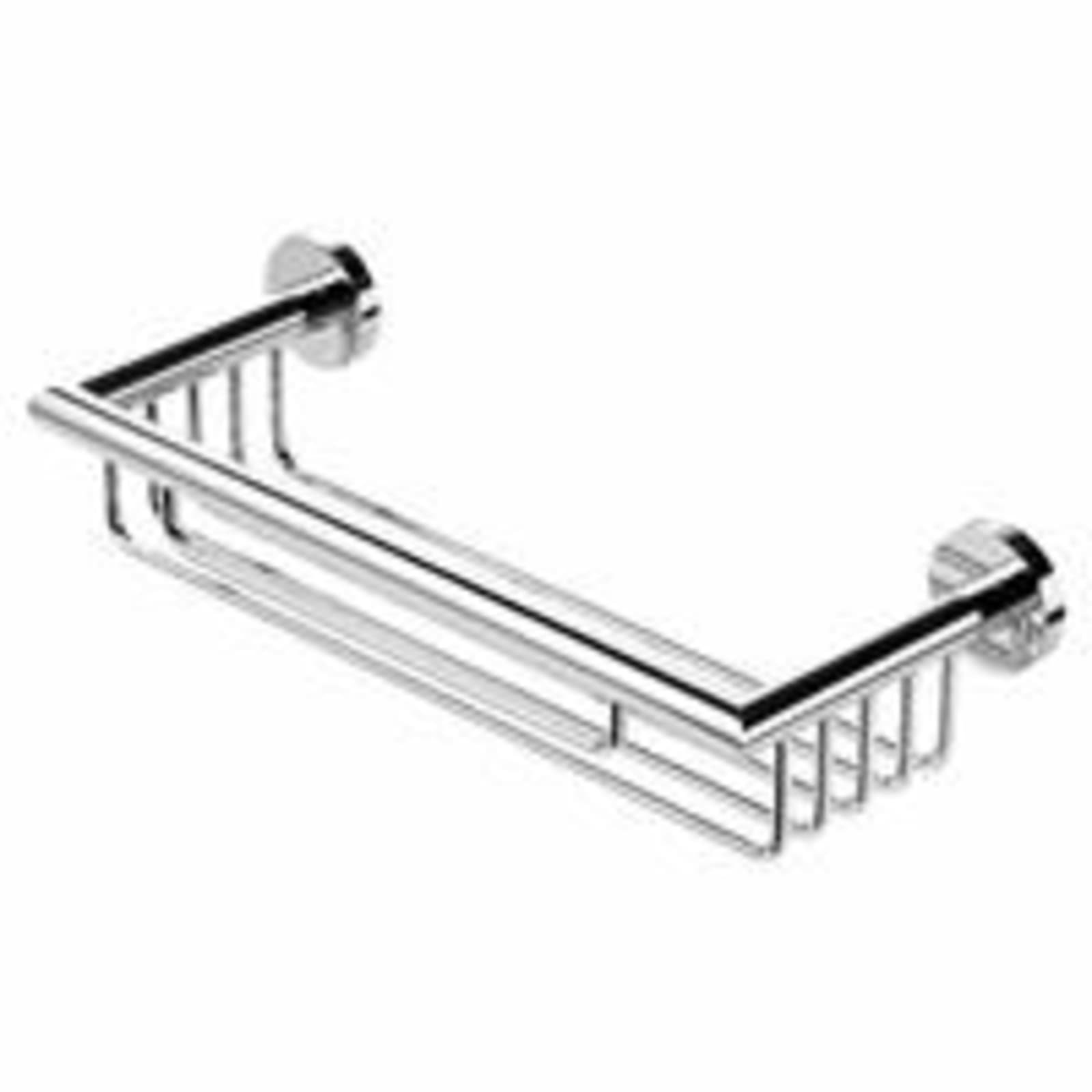 Geesa rechthoekige fles- en sponshouder, messing, ronde afdekrozet, bevestigingsmateriaal, hxbxd 81x348x130mm, kleur chroom