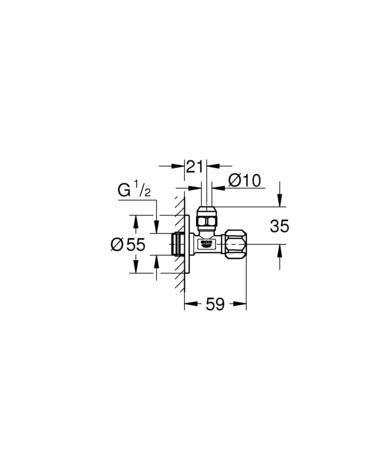 Grohe hoekstopkraan ½ x 3/8, zelfdichtend schroefdraad met knelkoppeling, ergonomische greep