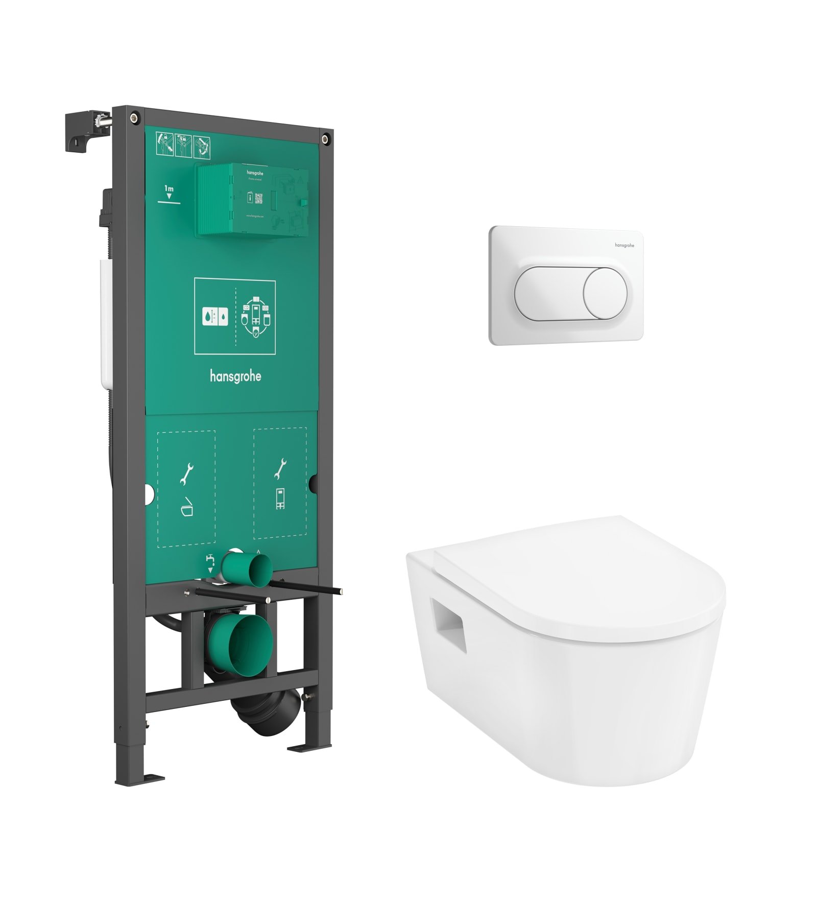 Hansgrohe EluPura Original S wandcloset/ iFrame set compleet met Original S plaat, wit