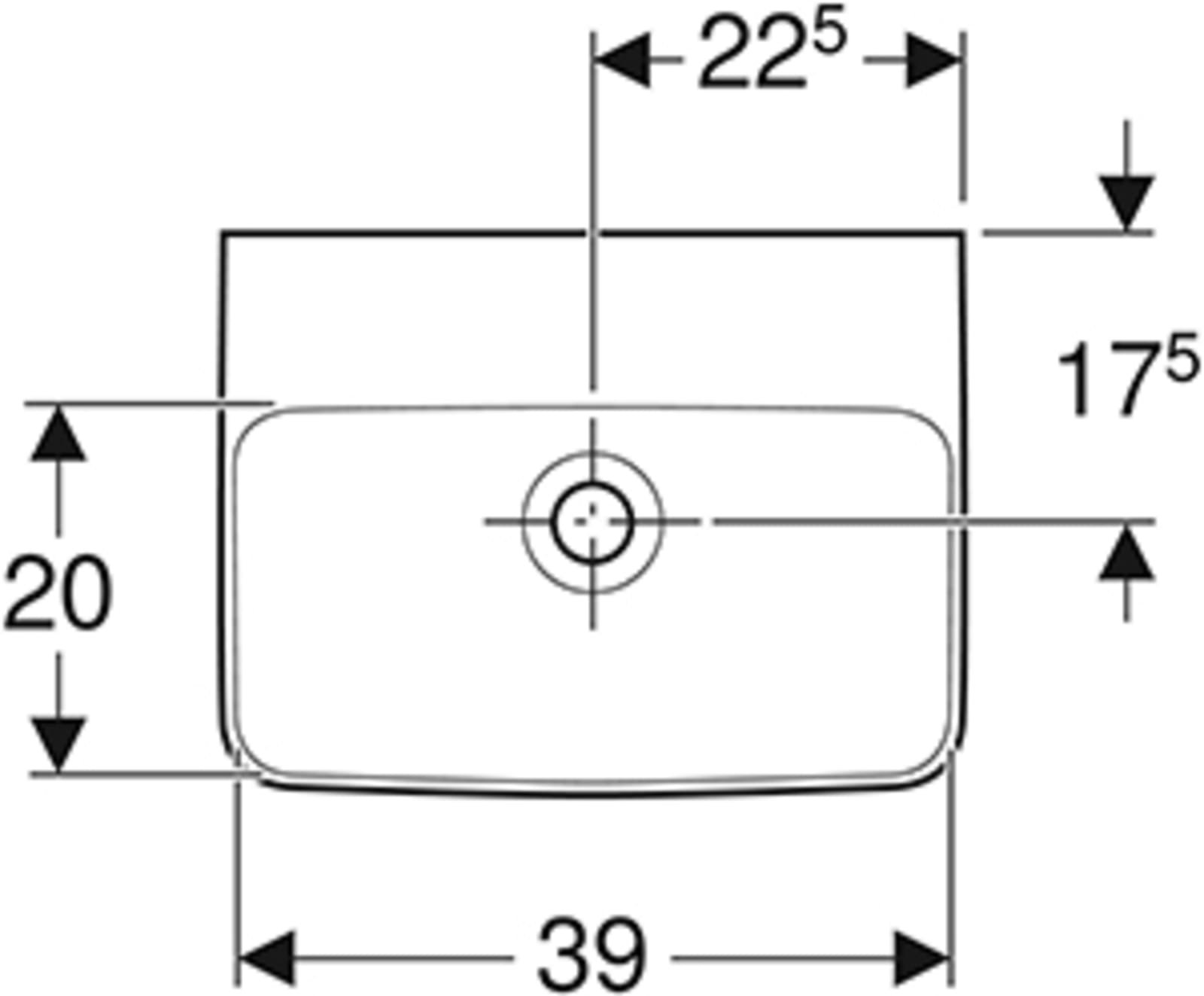 Geberit Renova Plan fontein 45x34cm, zonder kraangat zonder overloop, Tect /wit