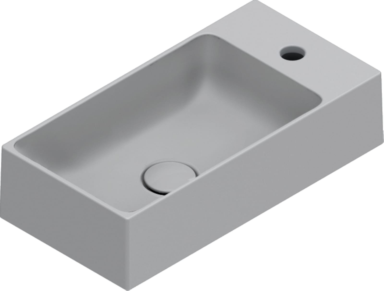 Catalano Premium wastafel. Antibact, 1 kraangat, z/ overloop, links/rechts te monteren. 50x25 cm, h12 cm. Mat cement