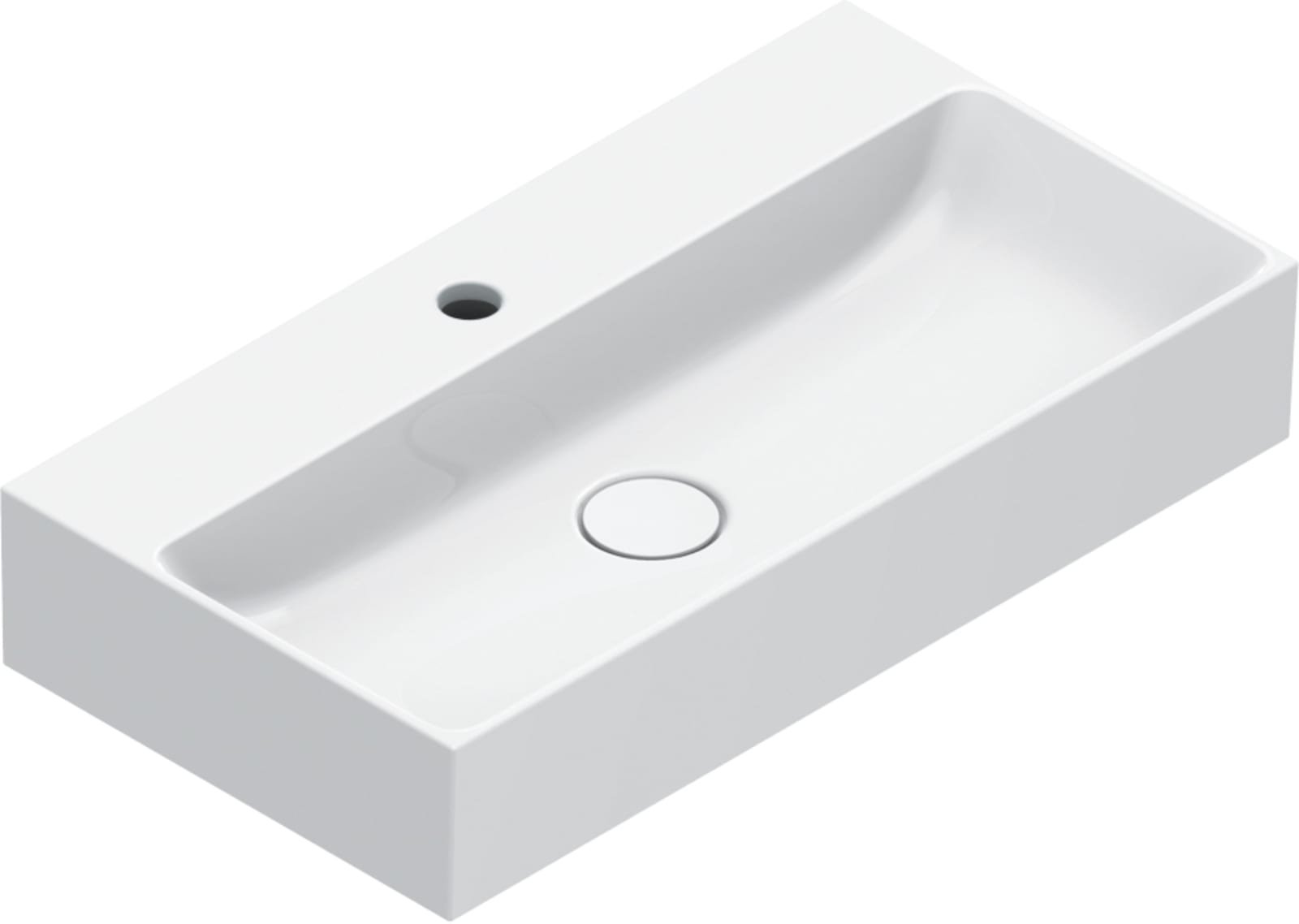Catalano Premium wastafel. Antibacterieel, voorzien voor 3 kraangaten, zonder overloop. 65x35 cm, h12 cm. Wit