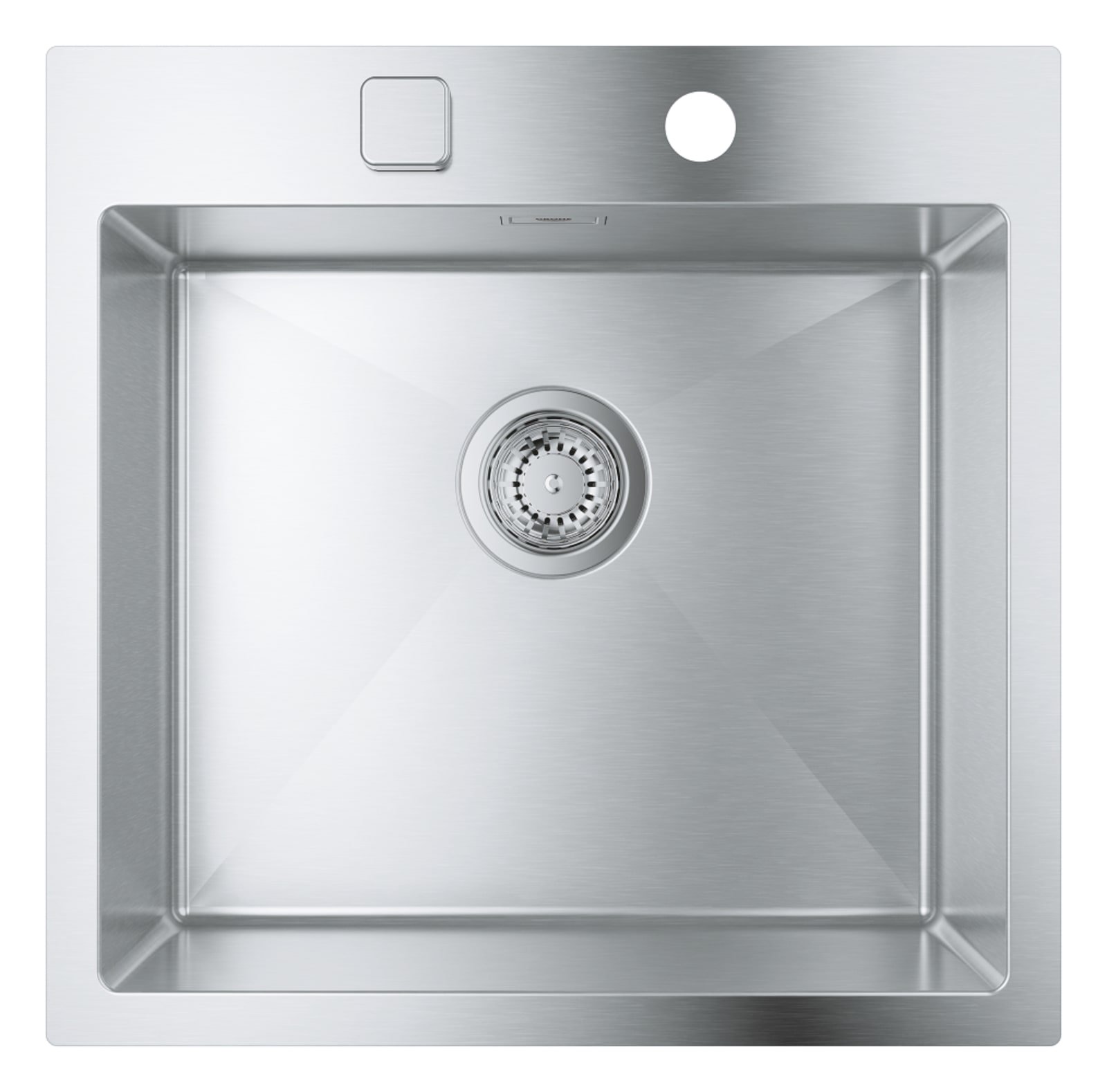 Grohe rechthoekige enkele spoelbak, bladmontage, opbouw, afvoerplug, vuilafstotend, waste, rvs 304, hxbxd 200x518x510mm