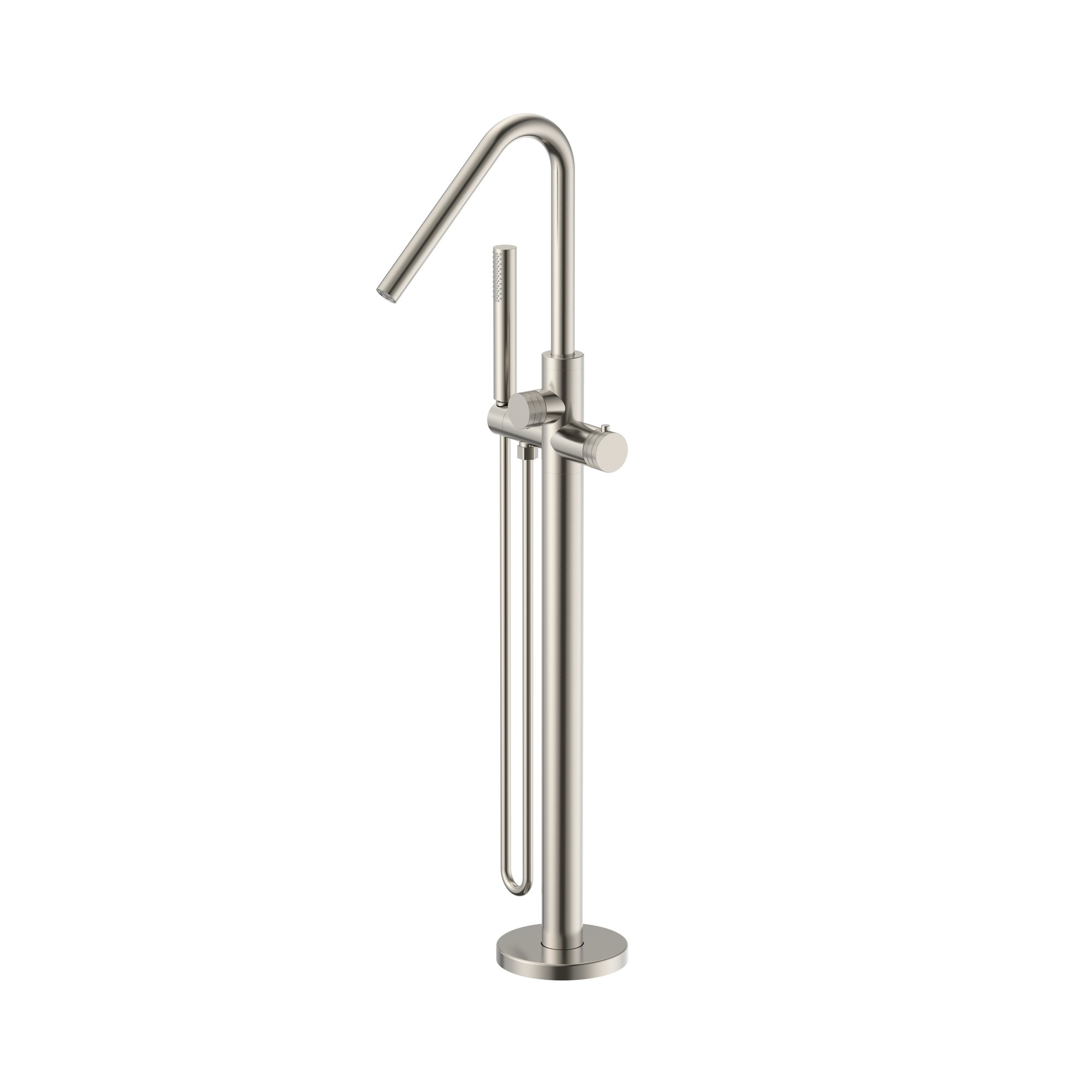 STRIA BADMENGKRAAN - VRIJSTAAND - THERMOSTATISCH - MET HANDDOUCHE EN DOUCHESLANG - KNOPPEN MET RIBBELSTRUCTUUR - BELGAQUA - GEBORSTELD RVS