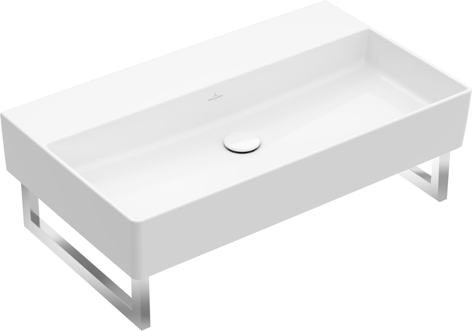 Villeroy & Boch, Memento 2.0, Wastafel, hoekig, voor wanduitloop, wand, 470 x 800mm (DxB), steen wit keramiekplus