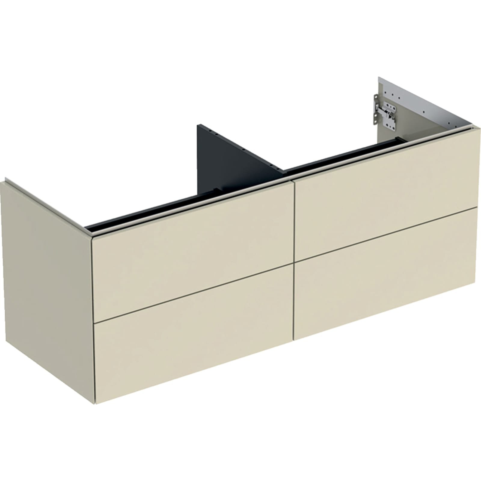 Geberit ONE wastafel onderkast vier laden 135cm zandgrijs hoogglans