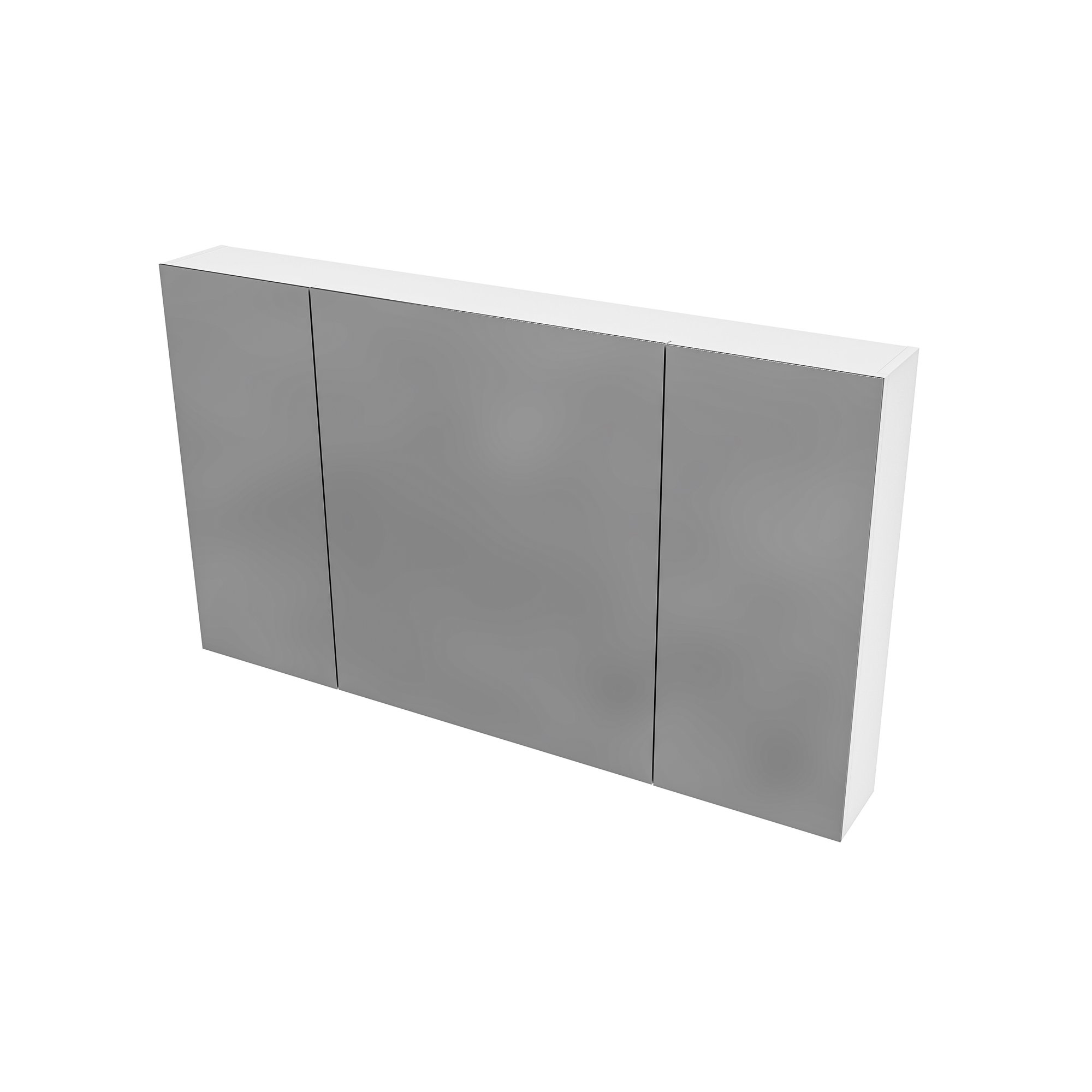 HAYAT SPIEGELKAST - 3 ASSYMETRISCHE, ENKELZIJDIGE SPIEGELDEUREN - 6 IN HOOGTE VERSTELBARE LEGPLANKEN - 120X70X15CM - GLANZEND WIT