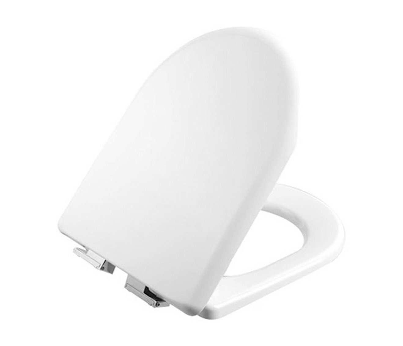 WC-ZITTING DUROPLAST, WIT INOX SCHARNIEREN, SOFTCLOSE (000E)