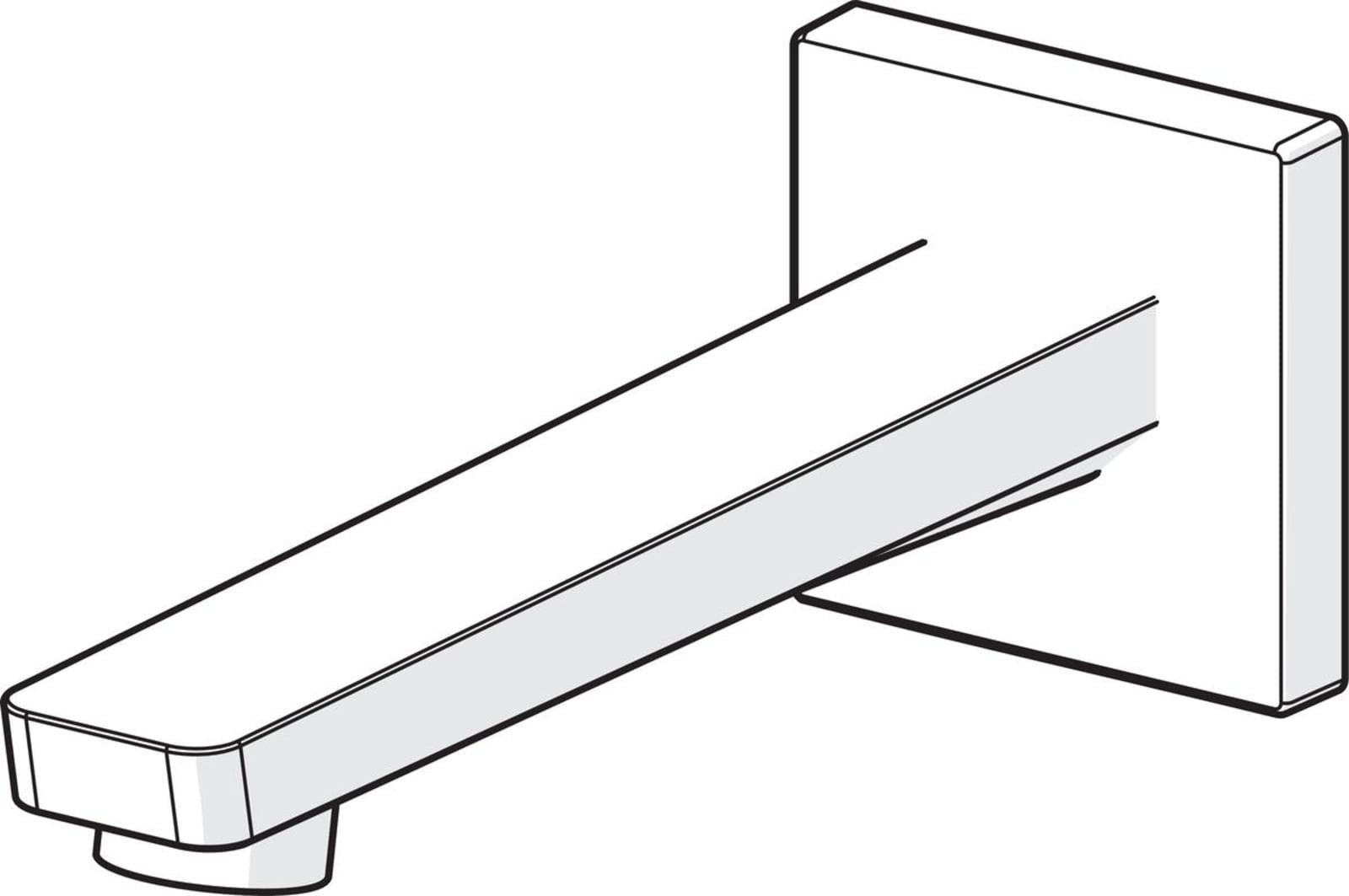 Hansastela vaste baduitloop, sprong 187mm, vierkante rozet 75x75mm, chroom