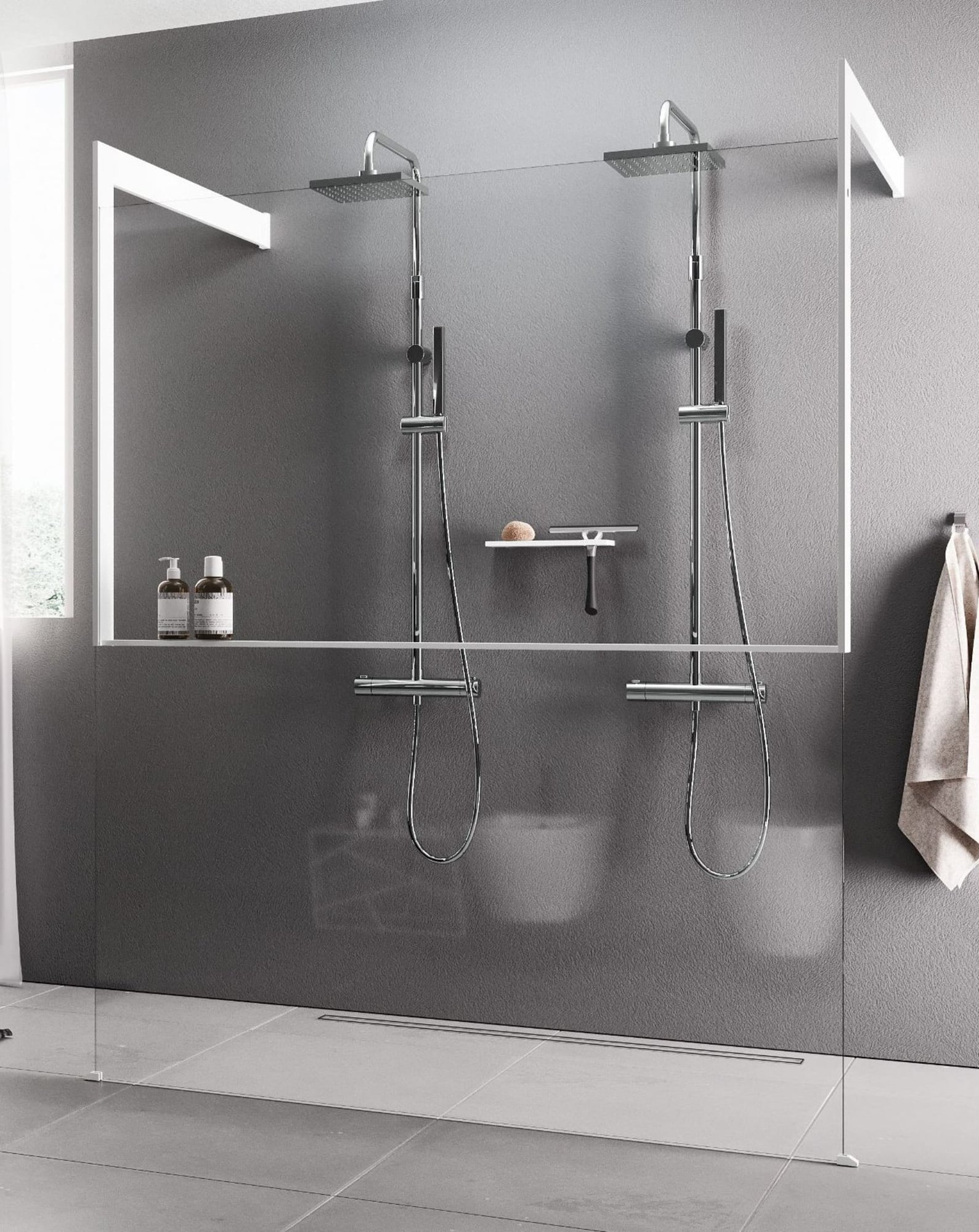 Novellini KIT KUADRA FC 156 MET PLANCHET HELDER GLAS WIT MAT