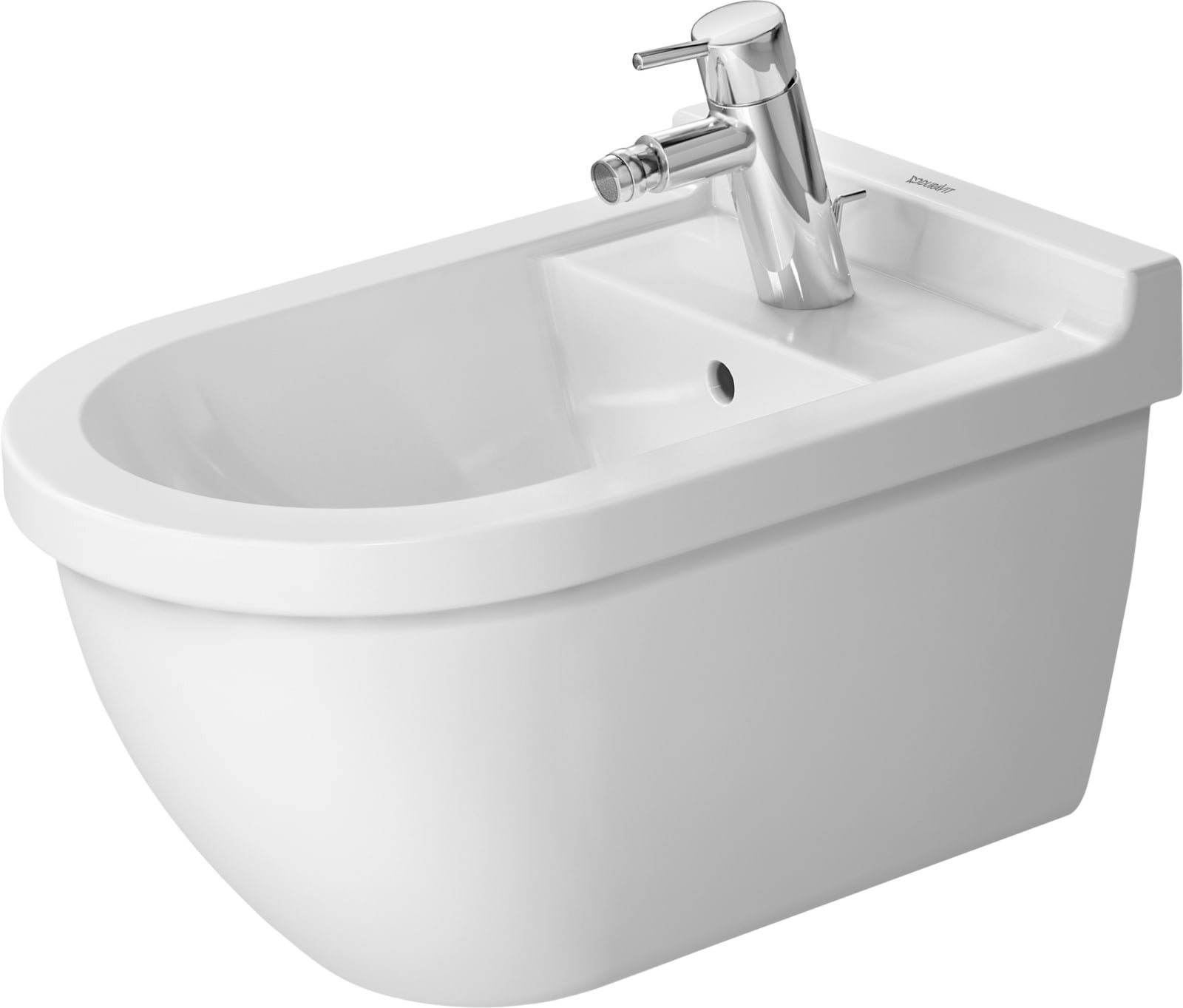 Duravit Starck 3 Wandbidet, Wit Hoogglans, 540 mm, kraanvlak, aantal kraangaten per wasplaats: 1, overloop – 2280150000