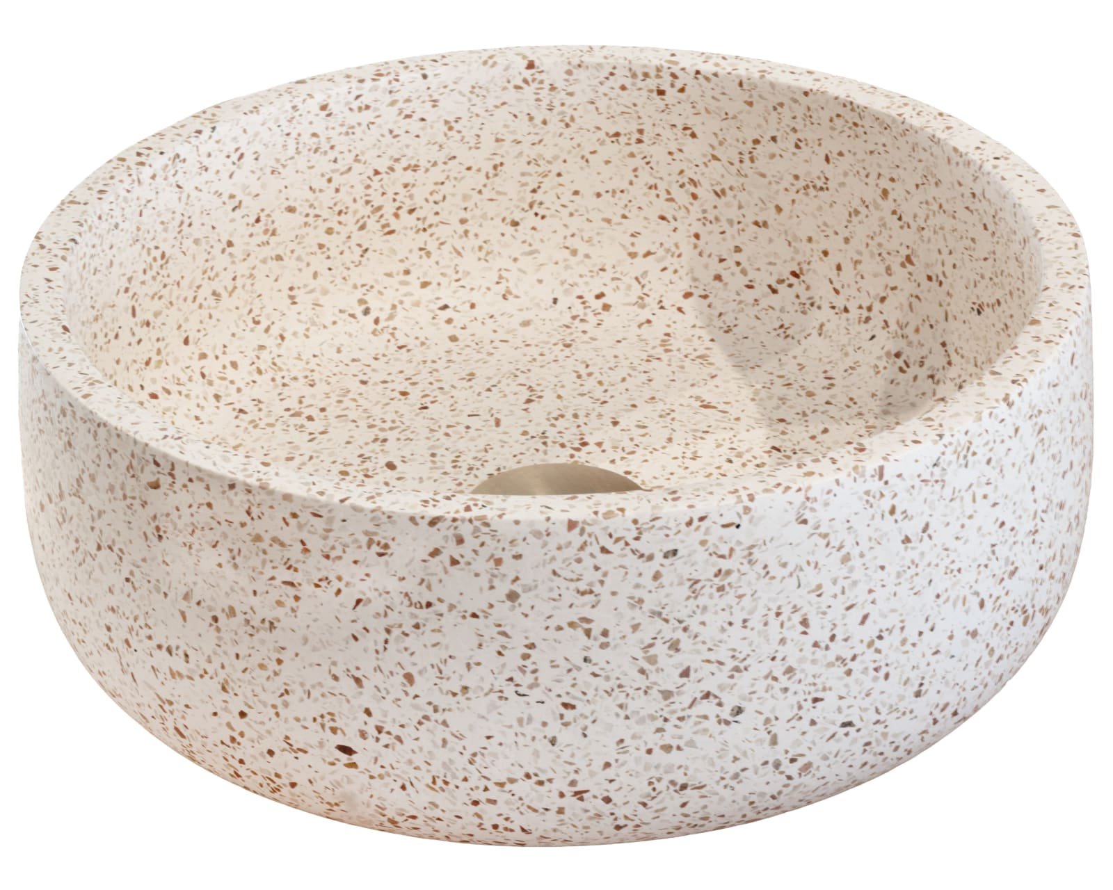 Waskom opbouw rond Lou (39 cm) terrazzo marmer dark