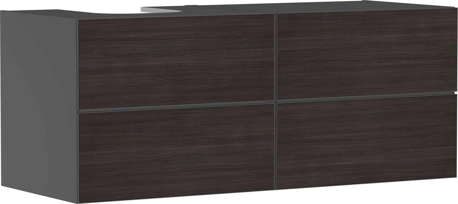 Hansgrohe Xevolos E meubel Slate Matt Grey 1370/550 met 4 lades consoles met countertop inbouw wastafel geslepen links (1200771510)