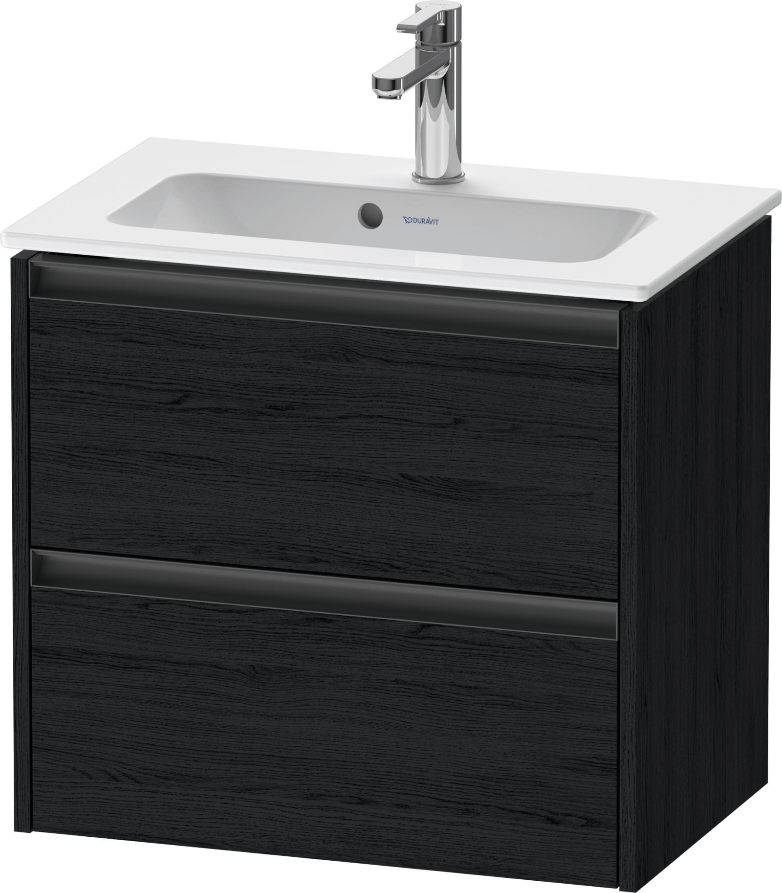 Duravit Ketho.2 Wastafelonderbouw hangend, compact, Eiken zwart Mat, rechthoekig, aantal kleine lades: 2 – K25255016160000