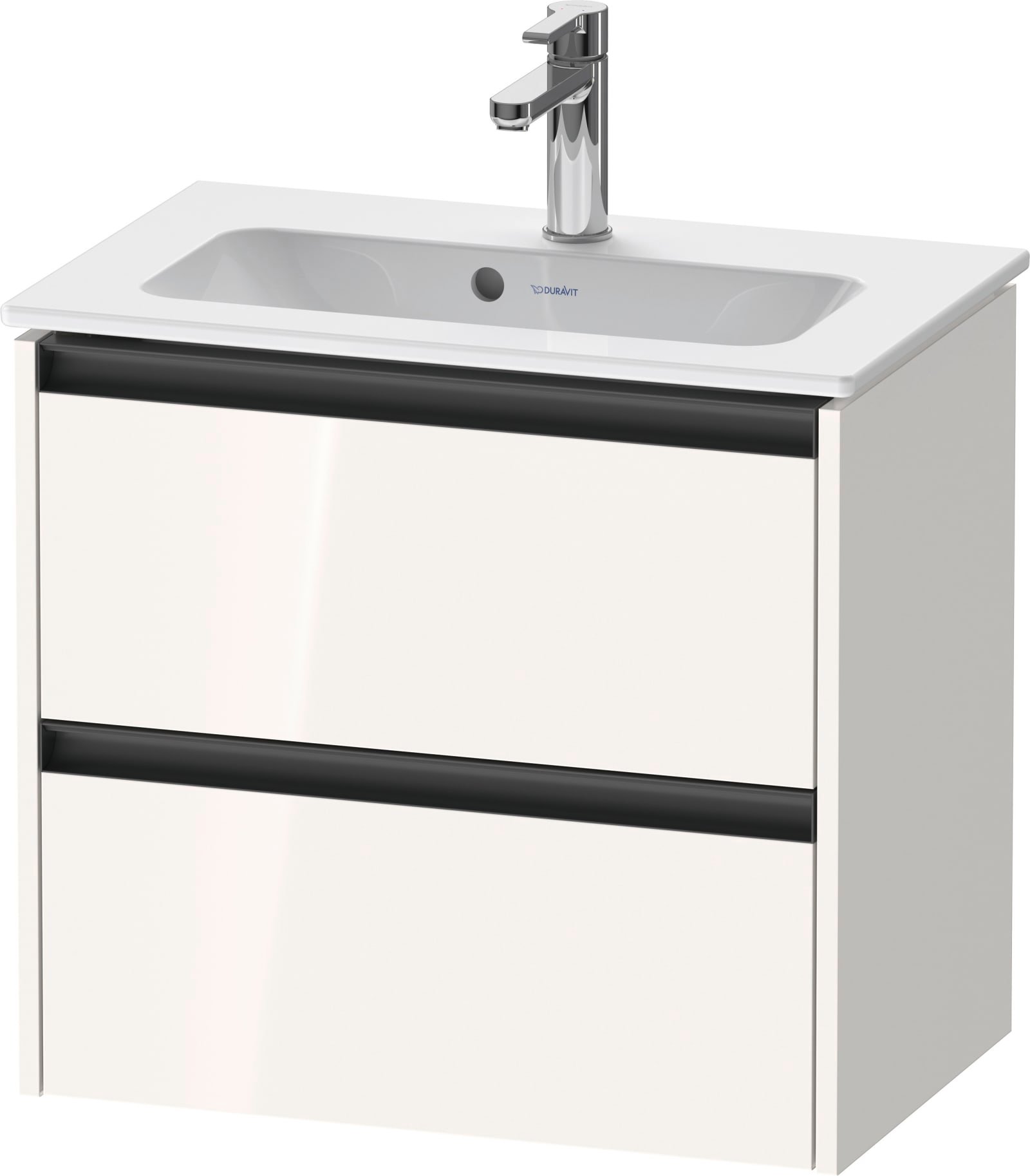 Duravit Ketho.2 Wastafelonderbouw hangend, compact, Wit Hoogglans, rechthoekig, aantal kleine lades: 2 – K25255022220000
