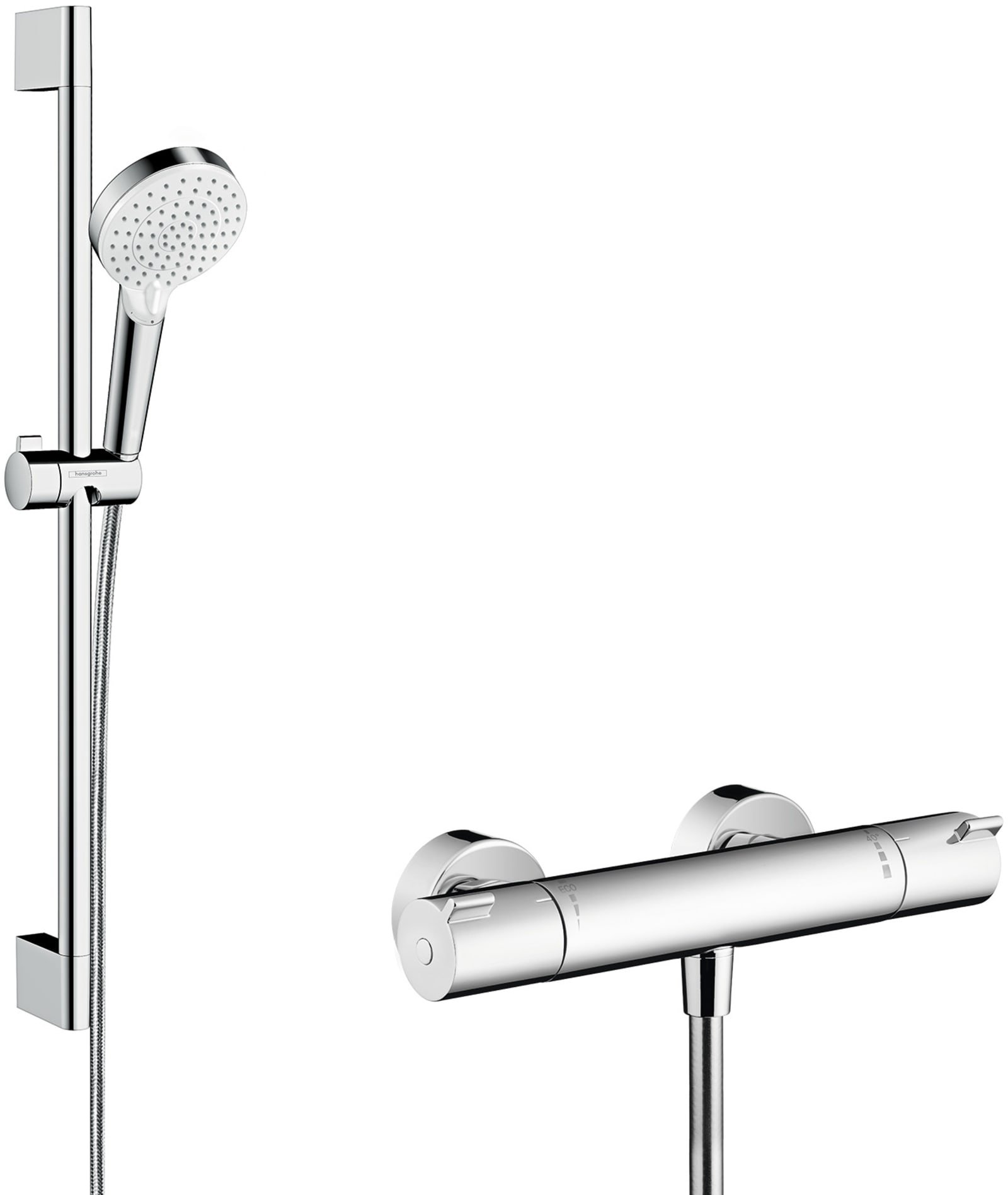 Hansgrohe Crometta Vario renovatieset 65cm met Ecostat 1001 CL thermostaat, chroom/wit