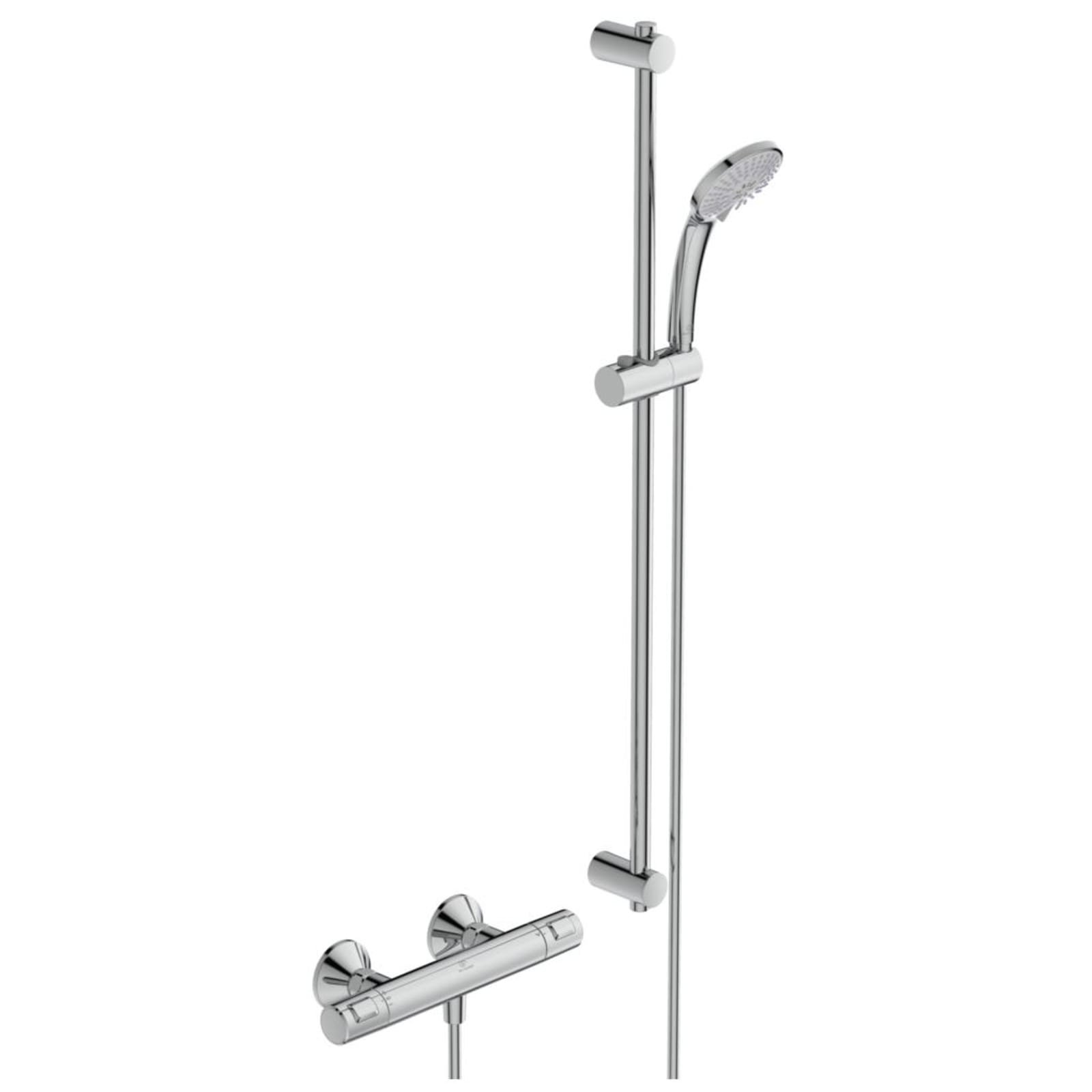 Ideal Standard Ceratherm T25 douchetherm met IdealRain 100mm handdouche, doucheslang 1250, glijstang 900mm, chroom